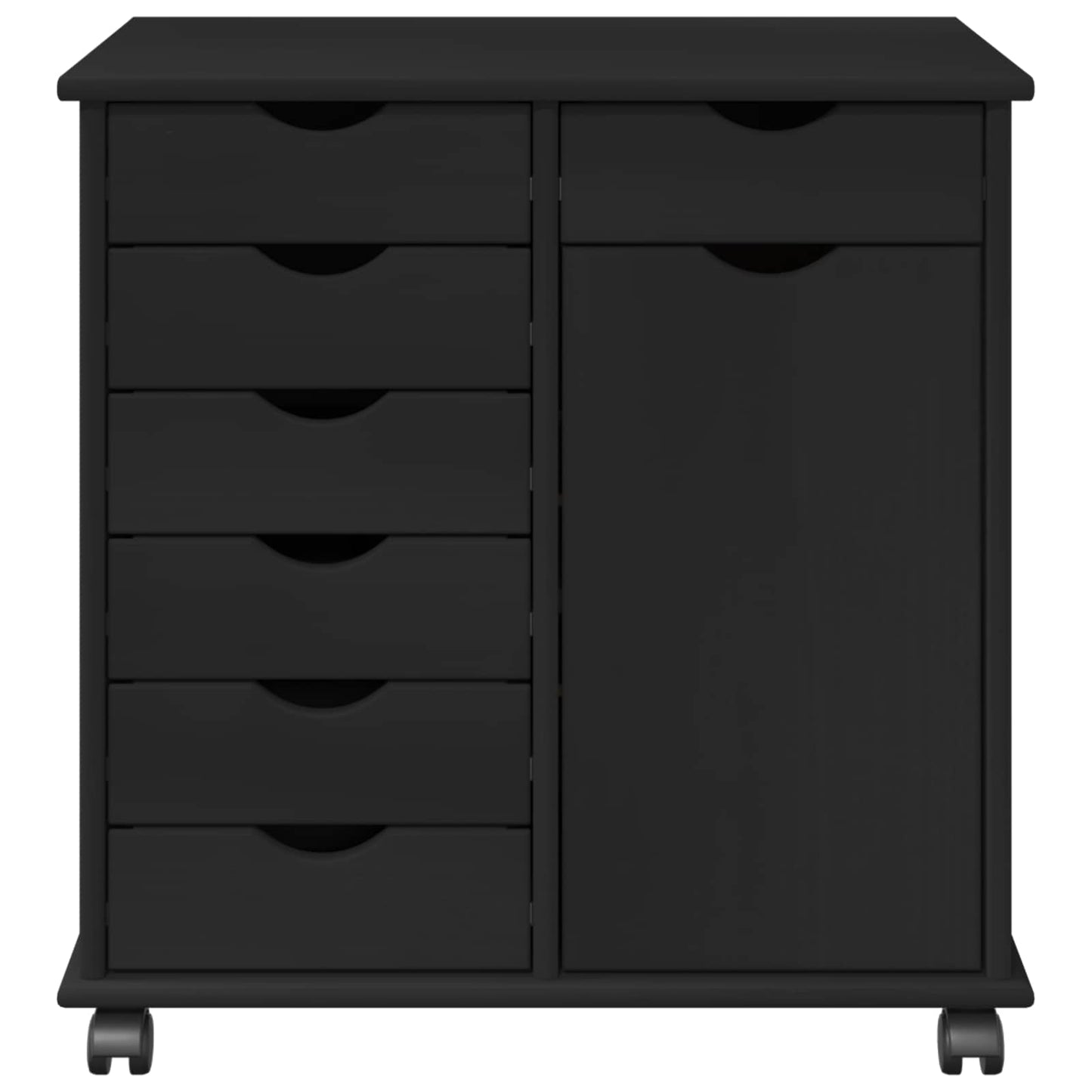 Rolling Kast Zwart 63,5 x 39 x 65,5 cm Massief Vurenhout is nu te koop bij PeponiXL, paradijselijk wonen!