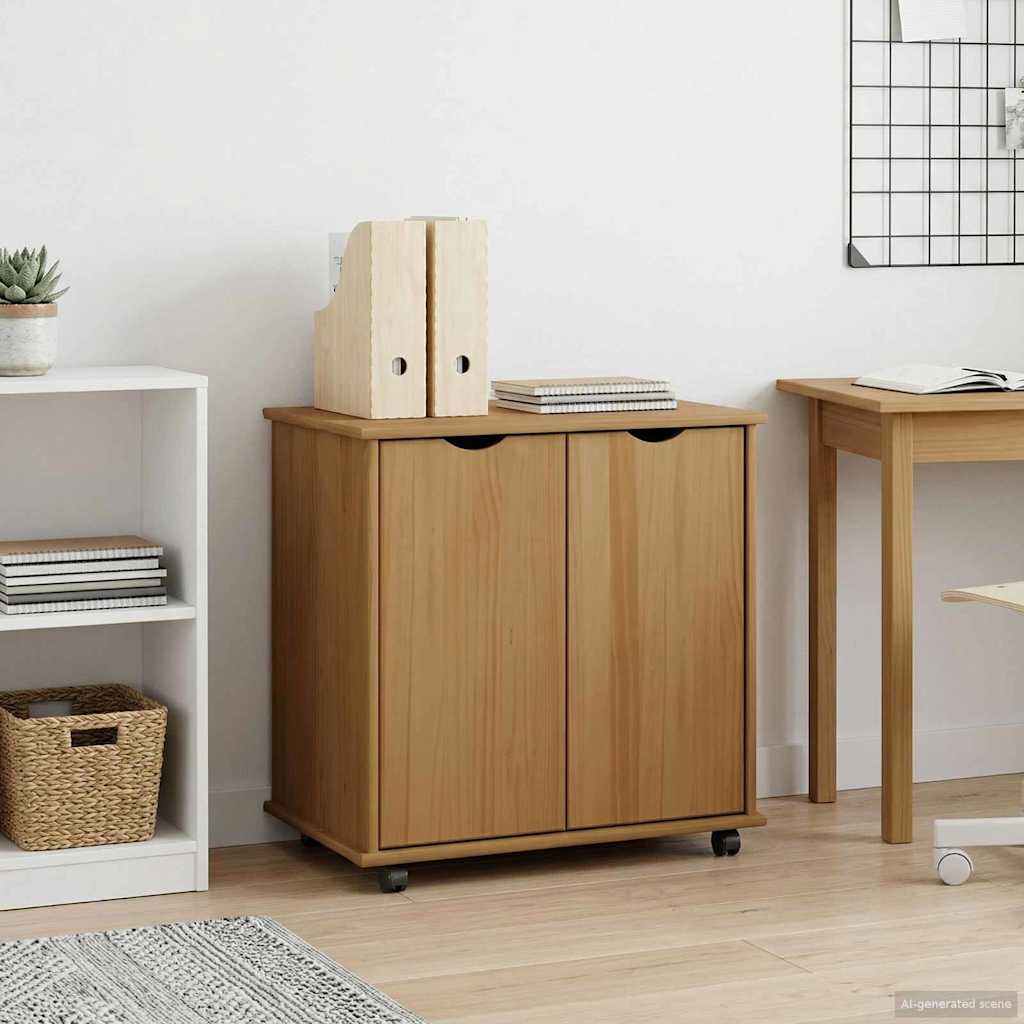 Rolling Kast Honingbruin 100 x 39 x 65,5 cm Massief Vurenhout is nu te koop bij PeponiXL, paradijselijk wonen!