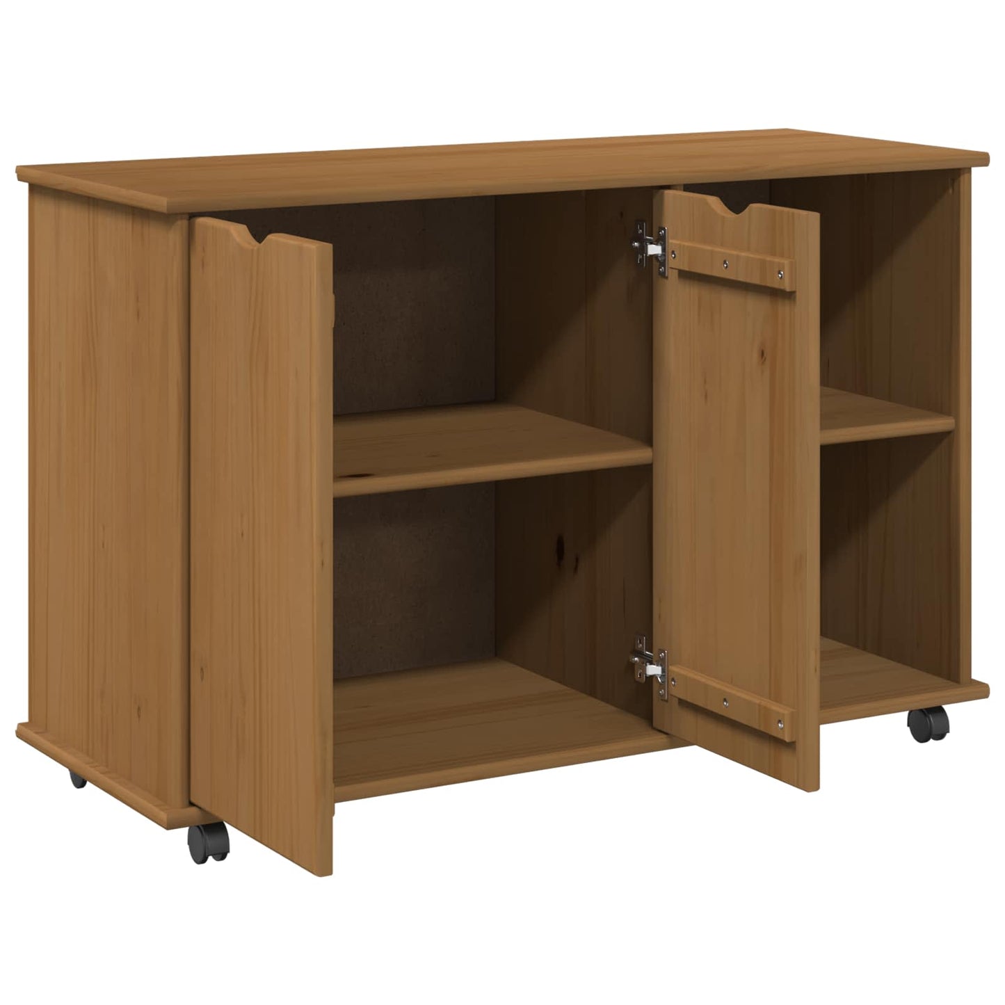 Rolling Kast Honingbruin 100 x 39 x 65,5 cm Massief Vurenhout is nu te koop bij PeponiXL, paradijselijk wonen!