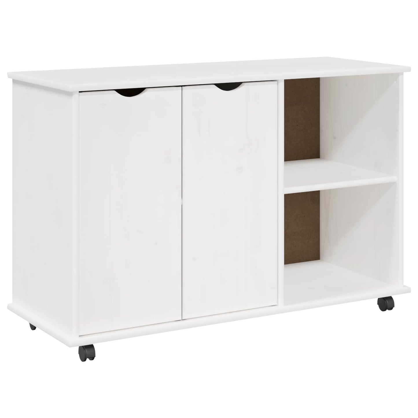 Rolling Kast met wiel Wit 100 x 39 x 65,5 cm Massief Vurenhout is nu te koop bij PeponiXL, paradijselijk wonen!
