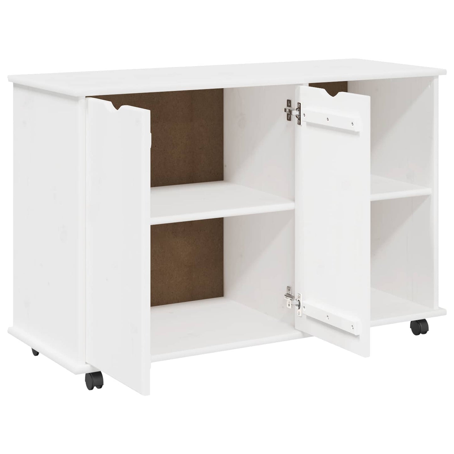 Rolling Kast met wiel Wit 100 x 39 x 65,5 cm Massief Vurenhout is nu te koop bij PeponiXL, paradijselijk wonen!