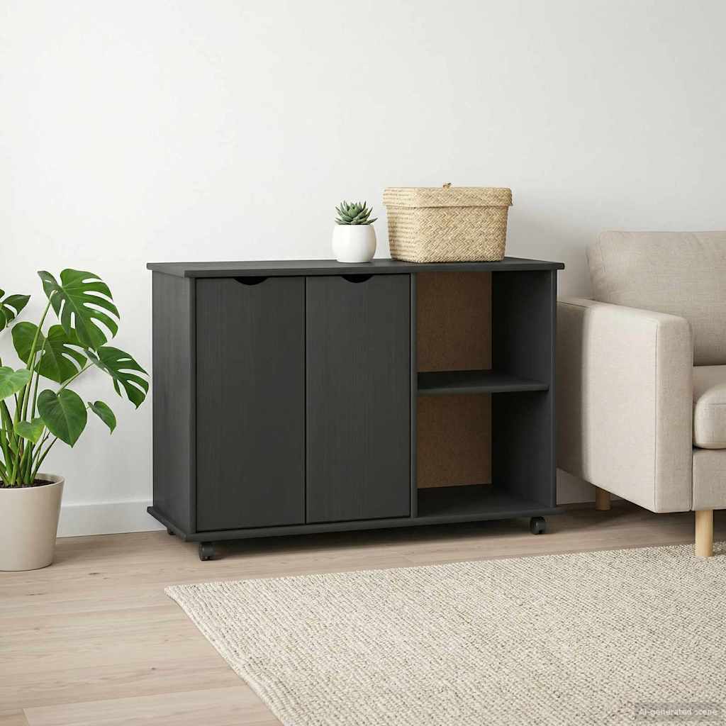 Rolling Kast Grijs 100 x 39 x 65,5 cm Massief Vurenhout is nu te koop bij PeponiXL, paradijselijk wonen!