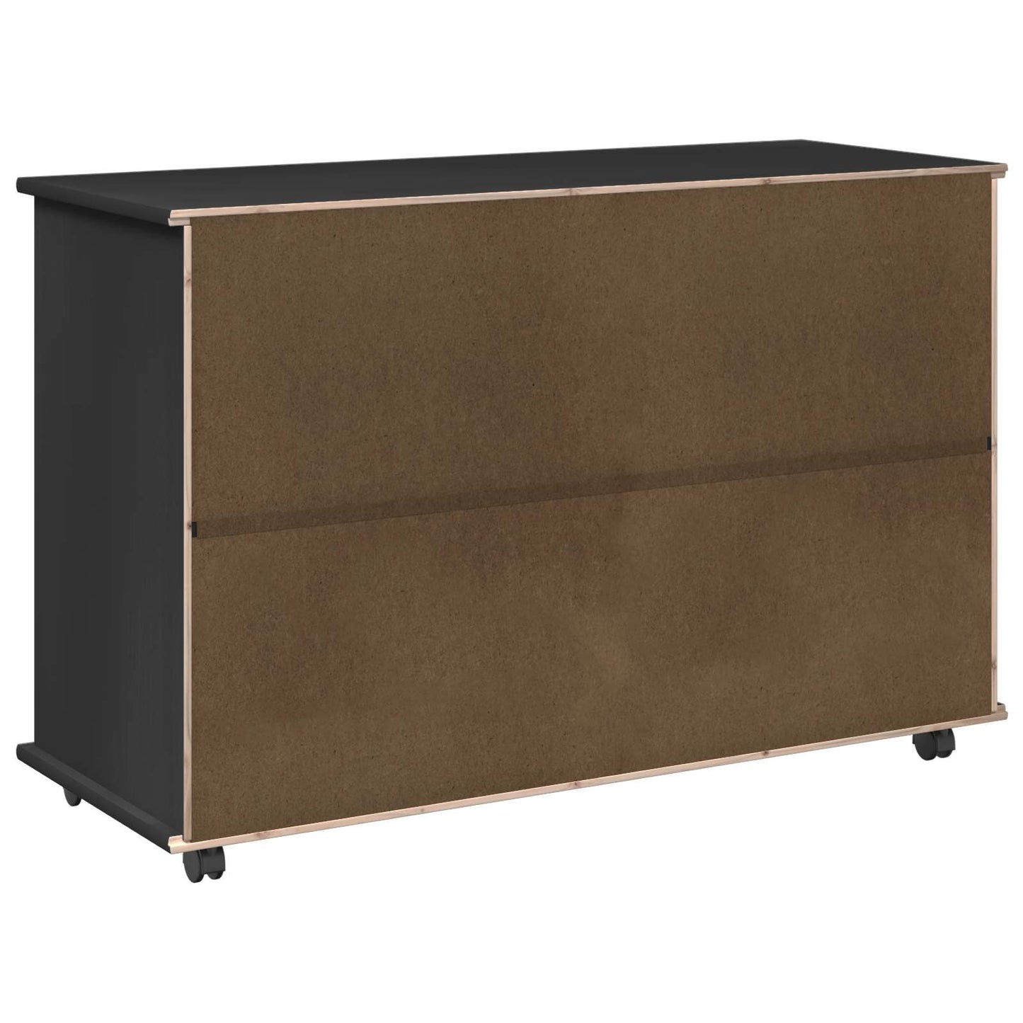 Rolling Kast Zwart 100 x 39 x 65,5 cm Massief Vurenhout is nu te koop bij PeponiXL, paradijselijk wonen!