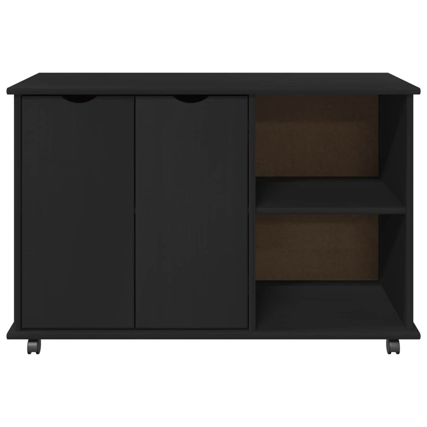 Rolling Kast Zwart 100 x 39 x 65,5 cm Massief Vurenhout is nu te koop bij PeponiXL, paradijselijk wonen!