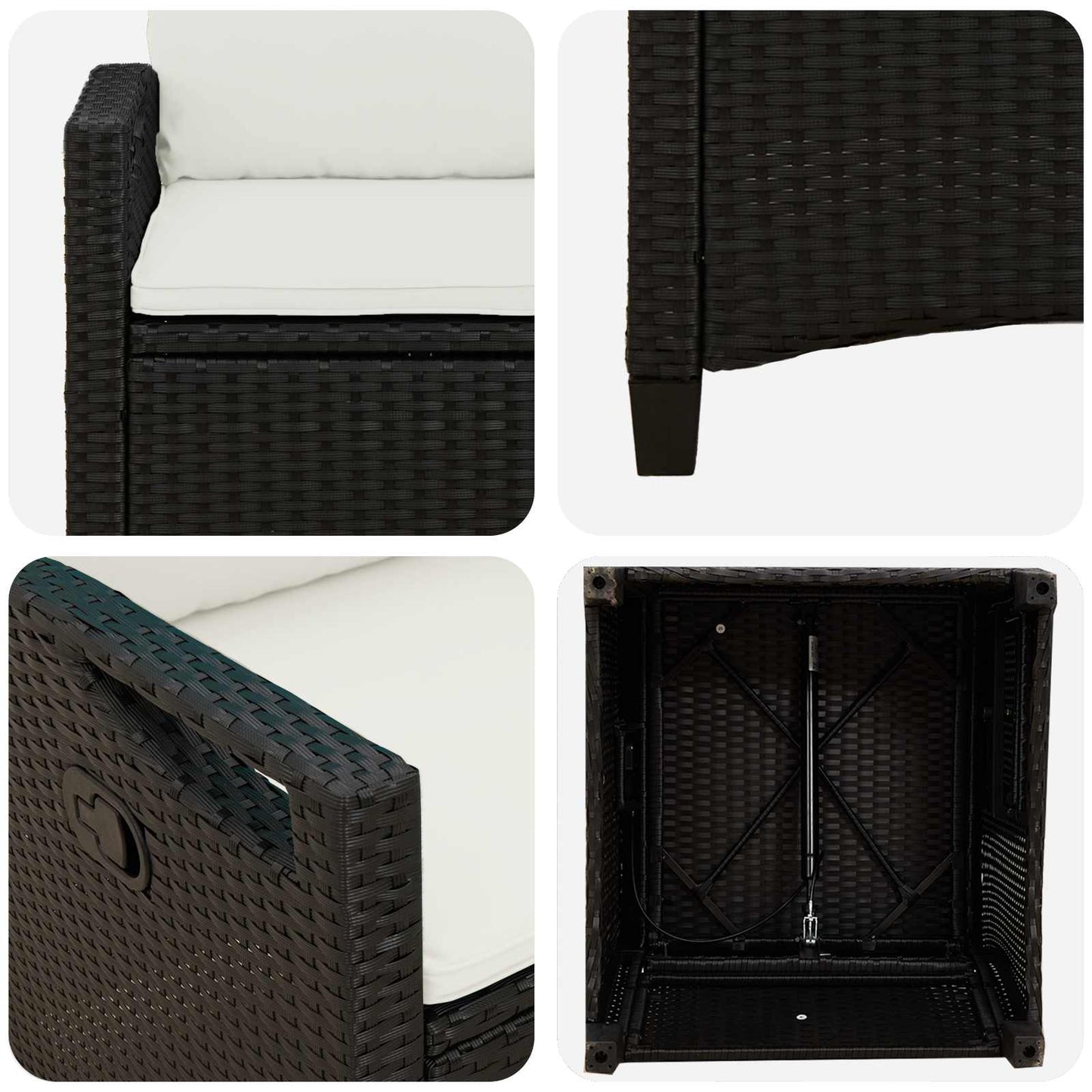 Tuinstoel 2 pcs Zwart en Crème 56 x 60 x 112 cm is nu te koop bij PeponiXL, paradijselijk wonen!