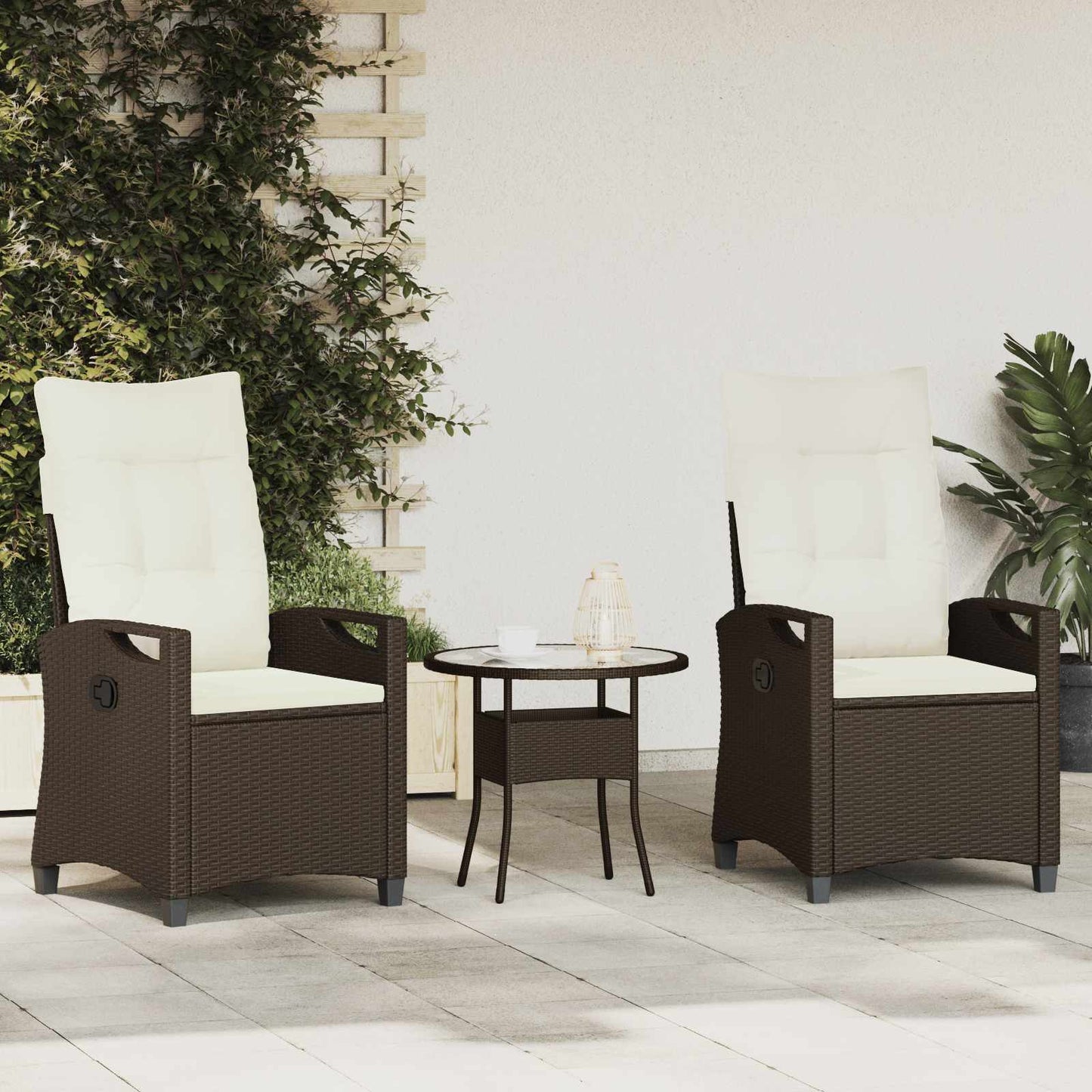 Tuinstoel 2 pcs Bruin en Crème 56 x 60 x 112 cm is nu te koop bij PeponiXL, paradijselijk wonen!