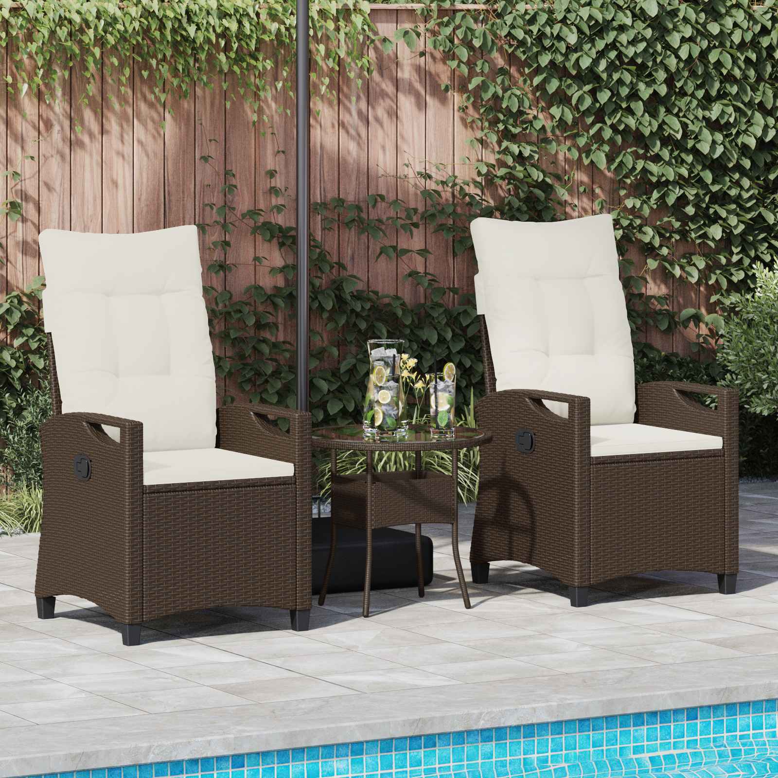 Tuinstoel 2 pcs Bruin en Crème 56 x 60 x 112 cm is nu te koop bij PeponiXL, paradijselijk wonen!