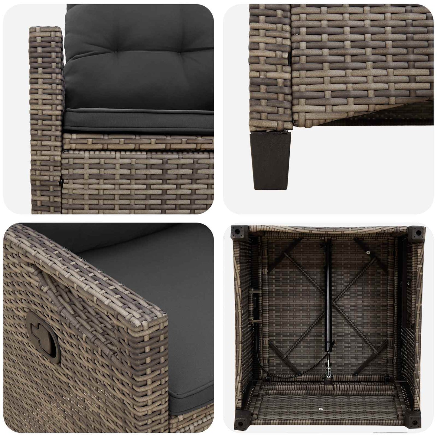 Tuinstoel 2 pcs Grijs en Donkergrijs 56 x 60 x 112 cm is nu te koop bij PeponiXL, paradijselijk wonen!
