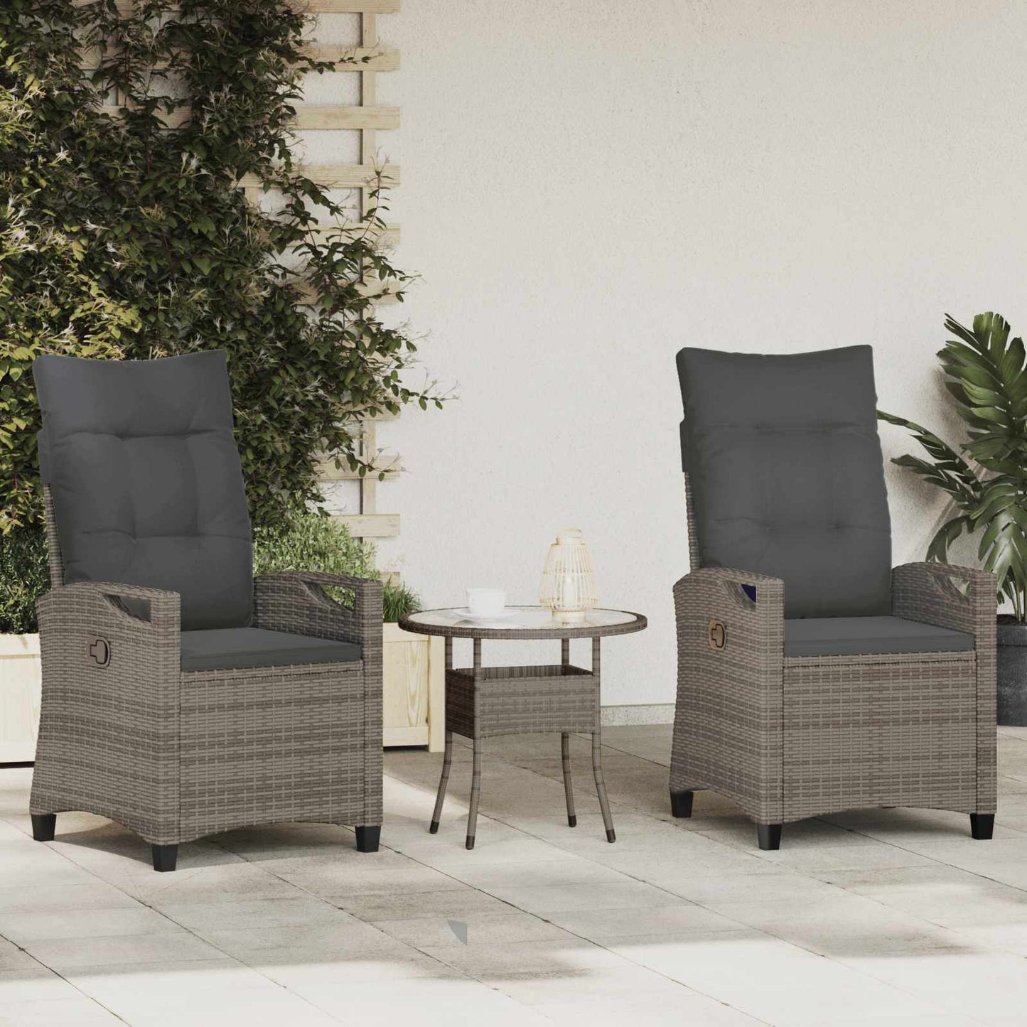 Tuinstoel 2 pcs Grijs en Donkergrijs 56 x 60 x 112 cm is nu te koop bij PeponiXL, paradijselijk wonen!