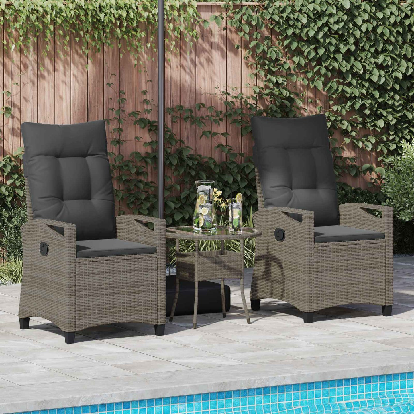 Tuinstoel 2 pcs Grijs en Donkergrijs 56 x 60 x 112 cm is nu te koop bij PeponiXL, paradijselijk wonen!