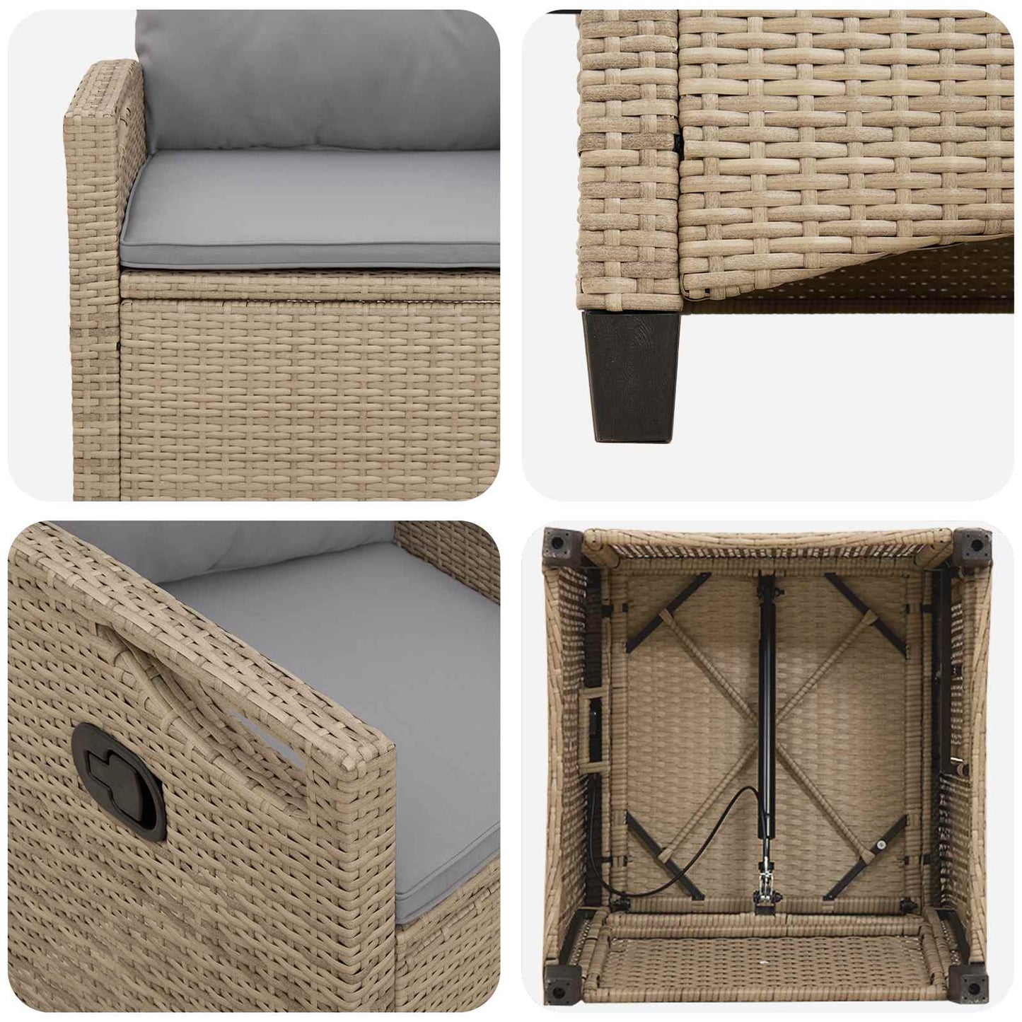 Tuinstoel 2 pcs Beige en Licht Grijs 56 x 60 x 112 cm is nu te koop bij PeponiXL, paradijselijk wonen!
