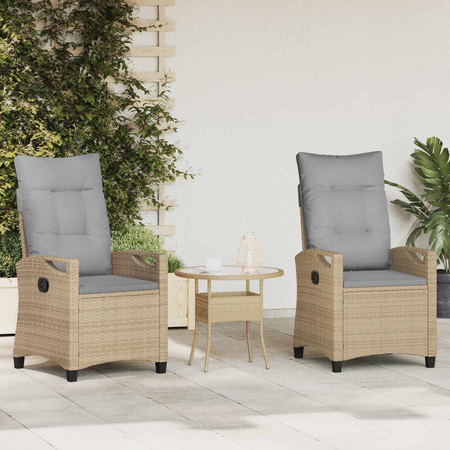 Tuinstoel 2 pcs Beige en Licht Grijs 56 x 60 x 112 cm is nu te koop bij PeponiXL, paradijselijk wonen!