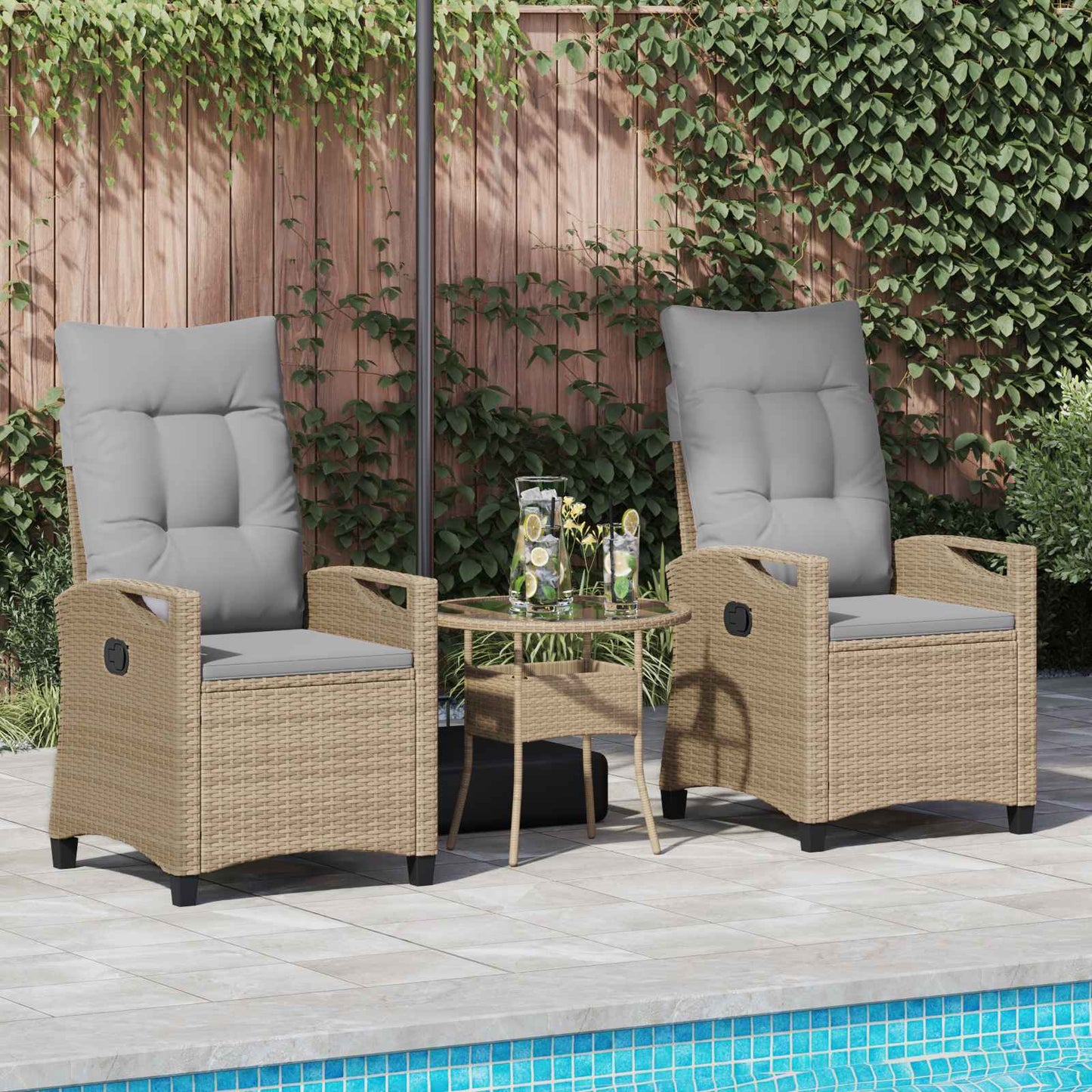 Tuinstoel 2 pcs Beige en Licht Grijs 56 x 60 x 112 cm is nu te koop bij PeponiXL, paradijselijk wonen!