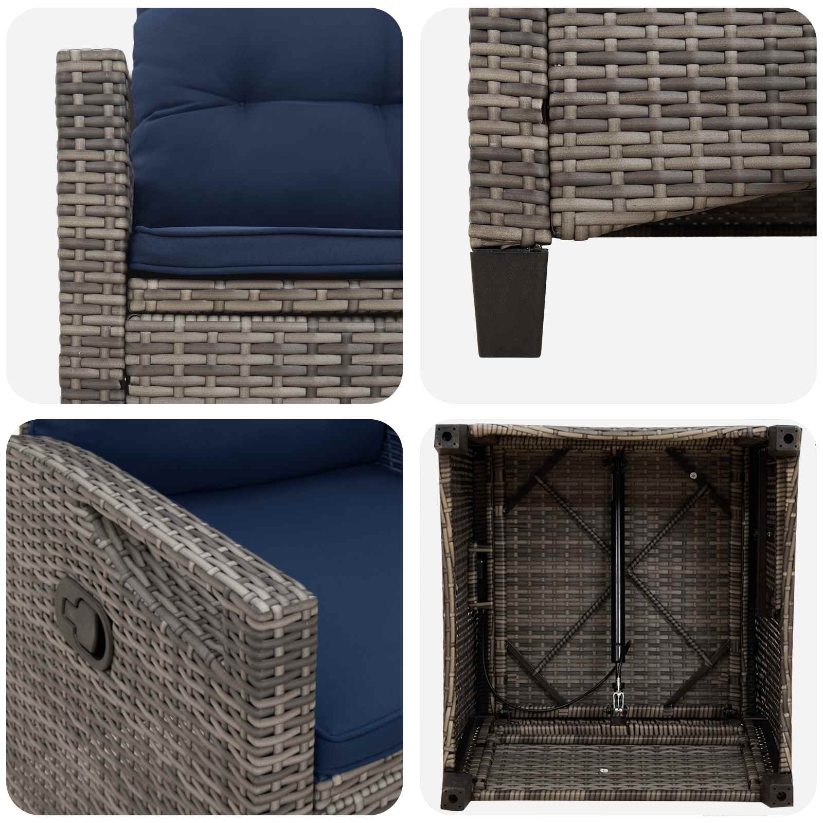 Tuinstoel 2 pcs grijs en marineblauw 56 x 60 x 112 cm is nu te koop bij PeponiXL, paradijselijk wonen!