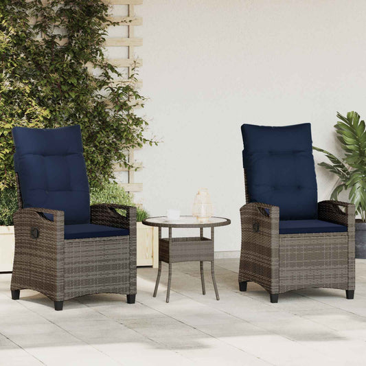 Tuinstoel 2 pcs grijs en marineblauw 56 x 60 x 112 cm is nu te koop bij PeponiXL, paradijselijk wonen!