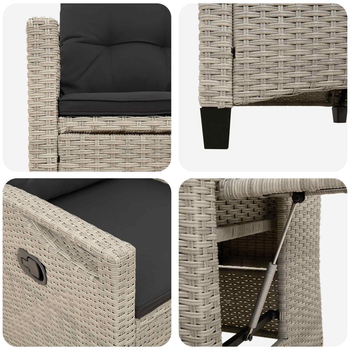 Verstelbare tuinstoel Licht Grijs en Donker Grijs poly rattan is nu te koop bij PeponiXL, paradijselijk wonen!