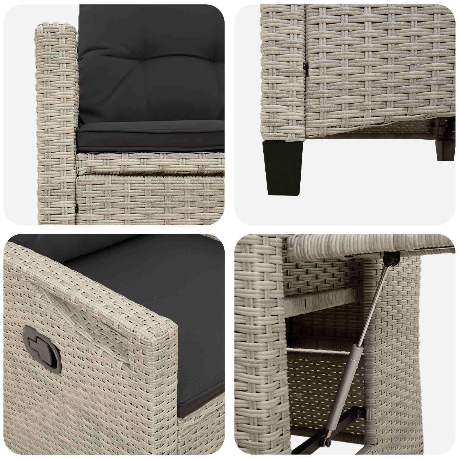 Verstelbare tuinstoel Licht Grijs en Donker Grijs poly rattan is nu te koop bij PeponiXL, paradijselijk wonen!