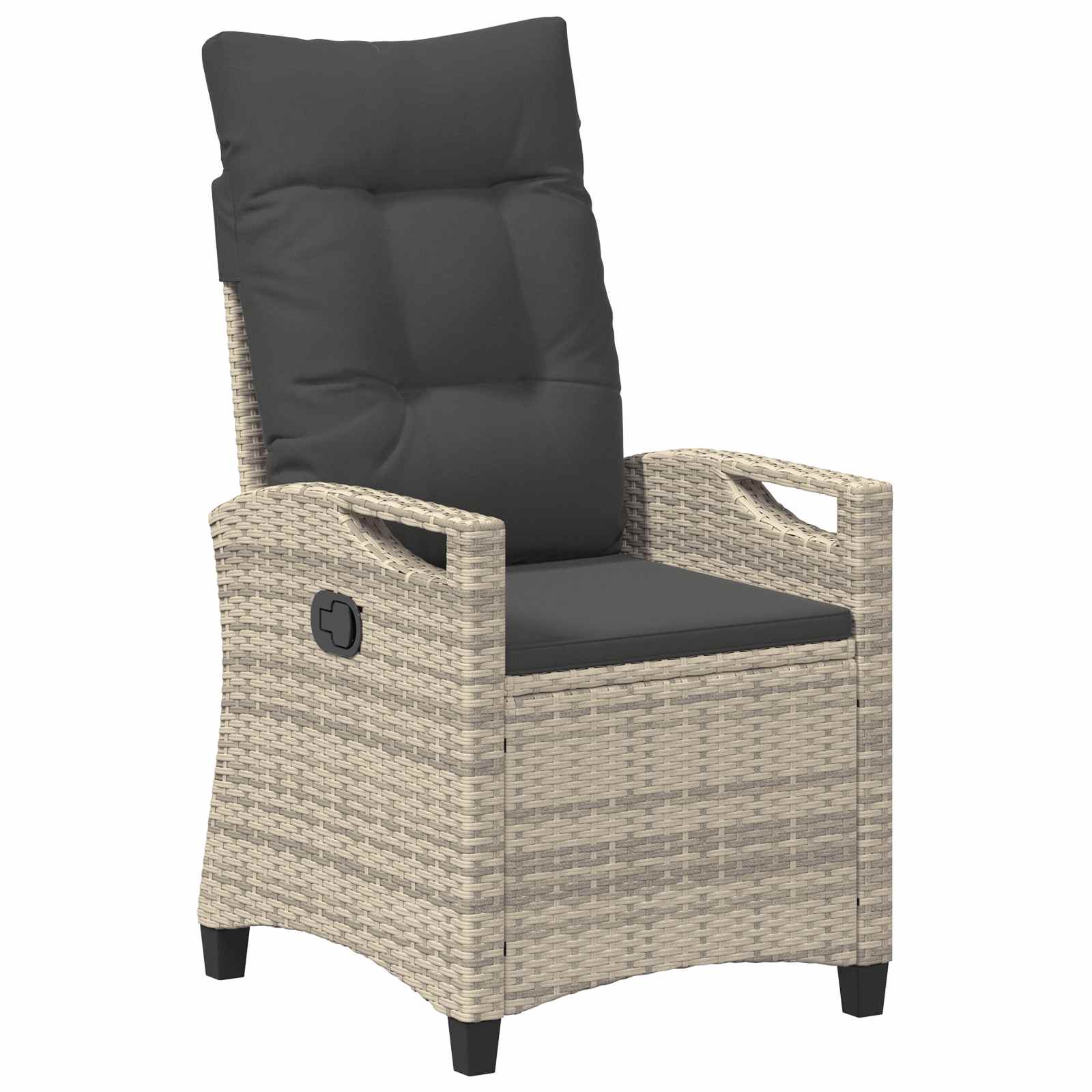 Verstelbare tuinstoel Licht Grijs en Donker Grijs poly rattan is nu te koop bij PeponiXL, paradijselijk wonen!