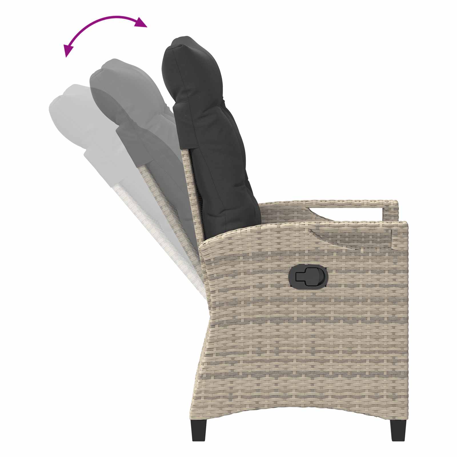 Verstelbare tuinstoel Licht Grijs en Donker Grijs poly rattan is nu te koop bij PeponiXL, paradijselijk wonen!