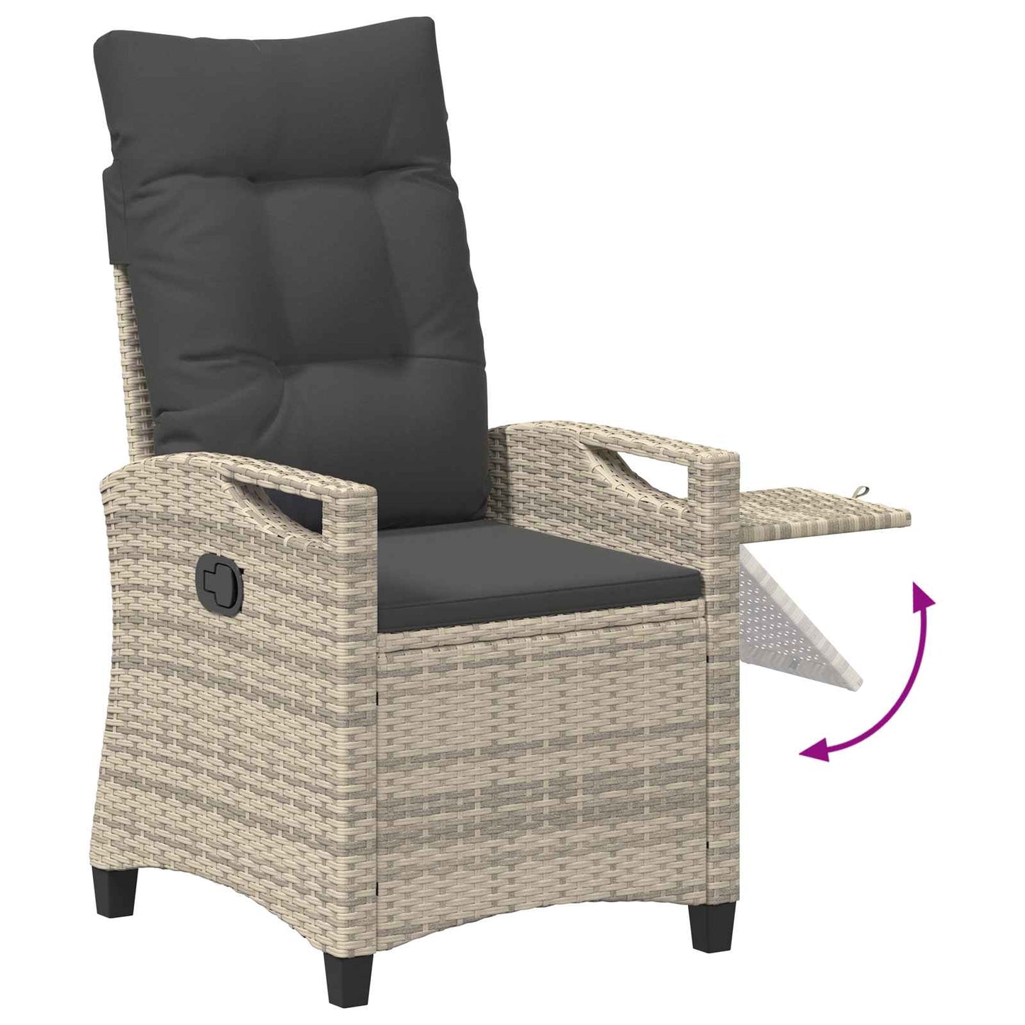 Verstelbare tuinstoel Licht Grijs en Donker Grijs poly rattan is nu te koop bij PeponiXL, paradijselijk wonen!