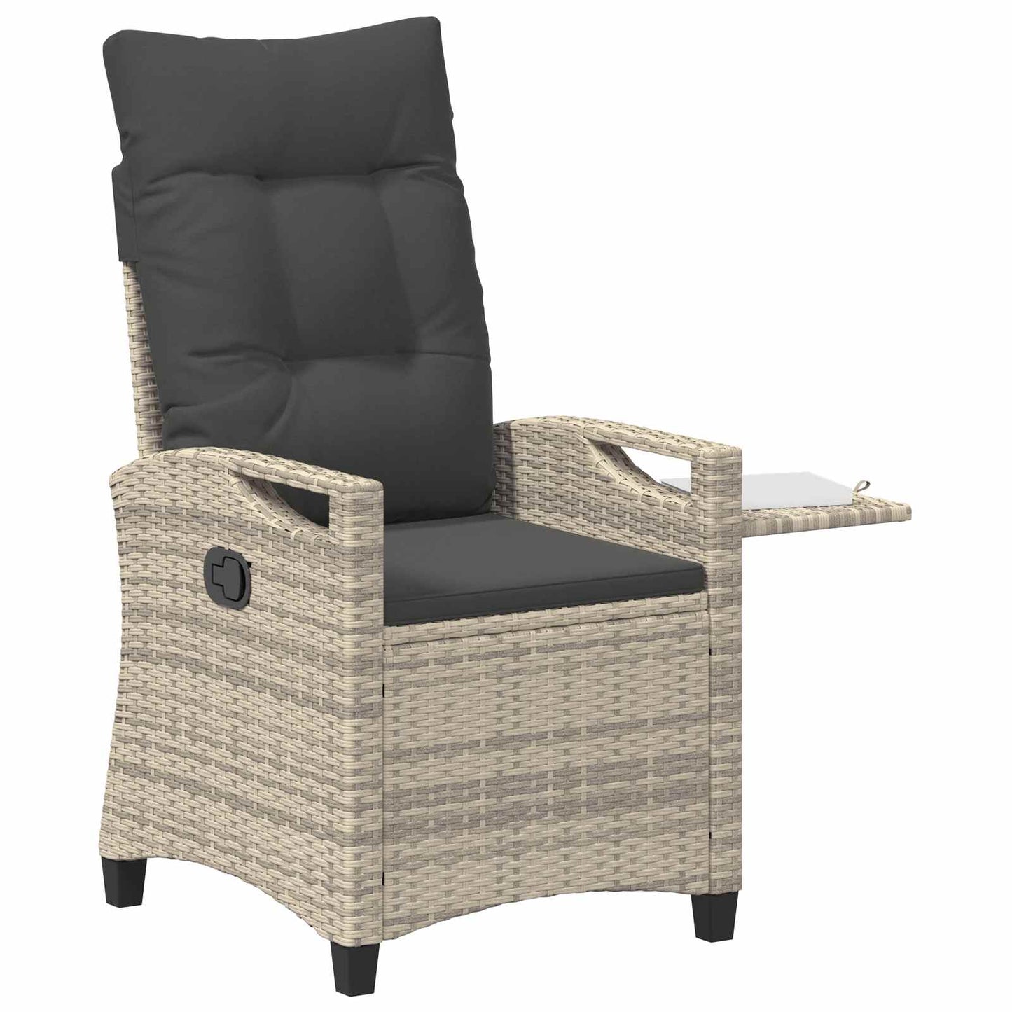 Verstelbare tuinstoel Licht Grijs en Donker Grijs poly rattan is nu te koop bij PeponiXL, paradijselijk wonen!