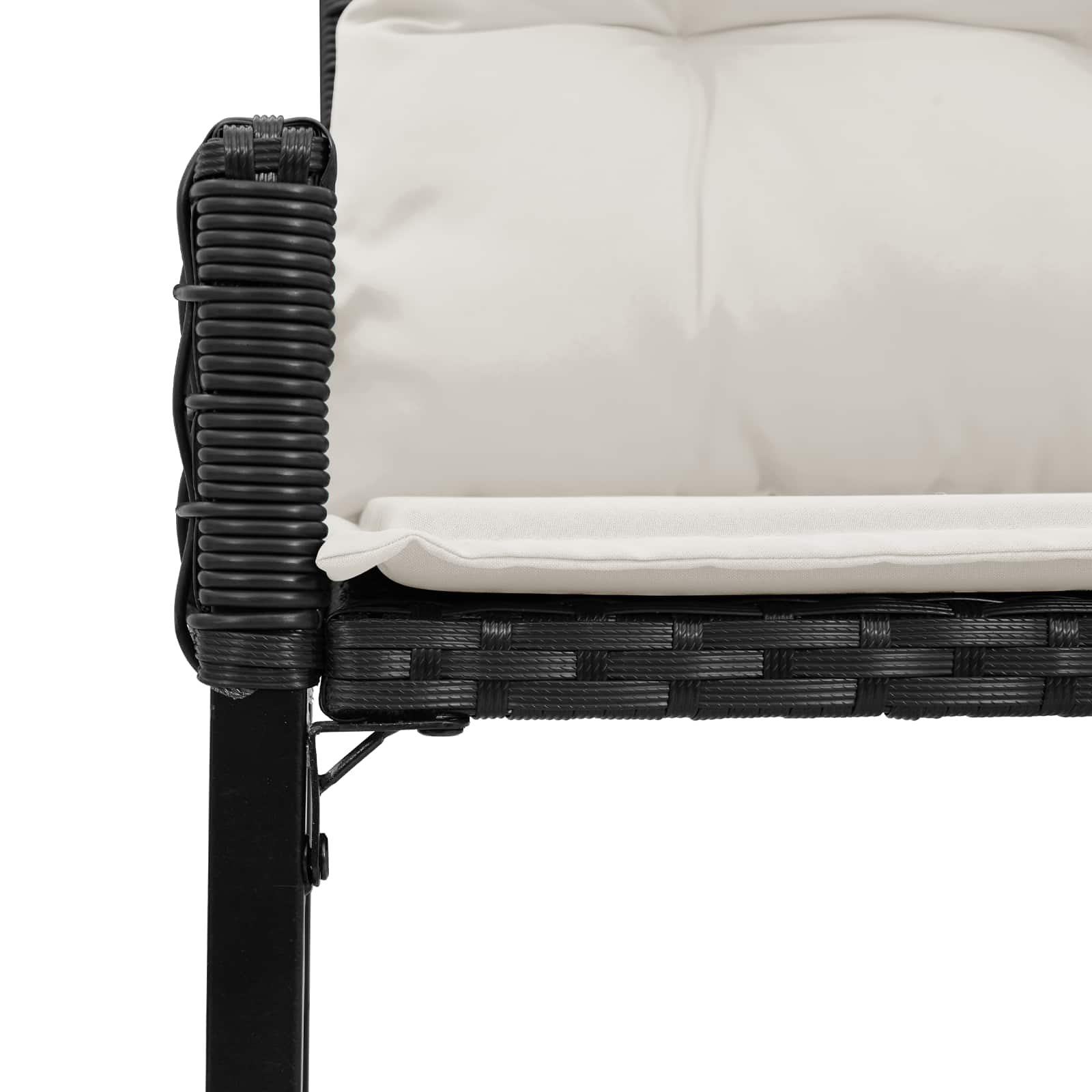 Tuinbank Zwart en Cream Wit 118 x 55 x 82 cm PE rattan en stof is nu te koop bij PeponiXL, paradijselijk wonen!