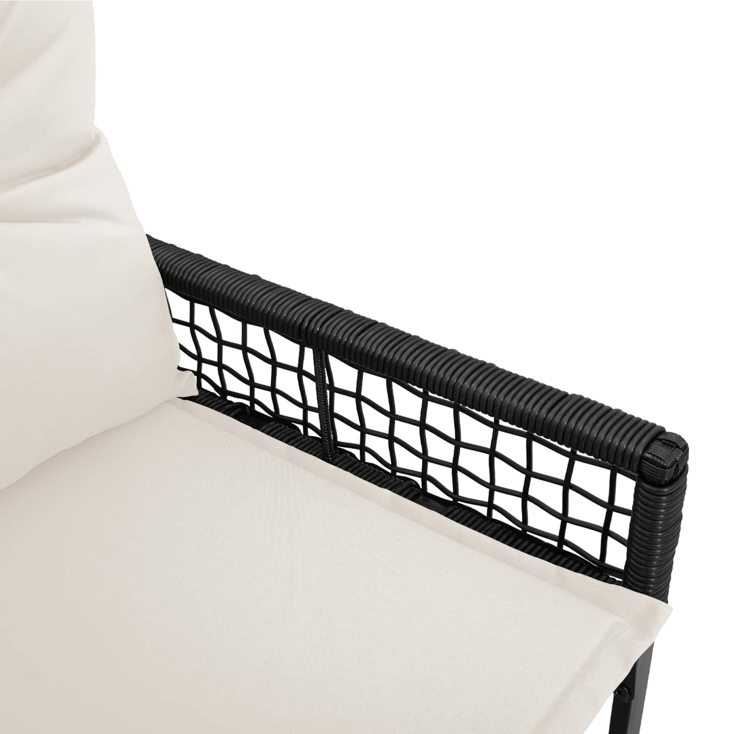 Tuinbank Zwart en Cream Wit 118 x 55 x 82 cm PE rattan en stof is nu te koop bij PeponiXL, paradijselijk wonen!