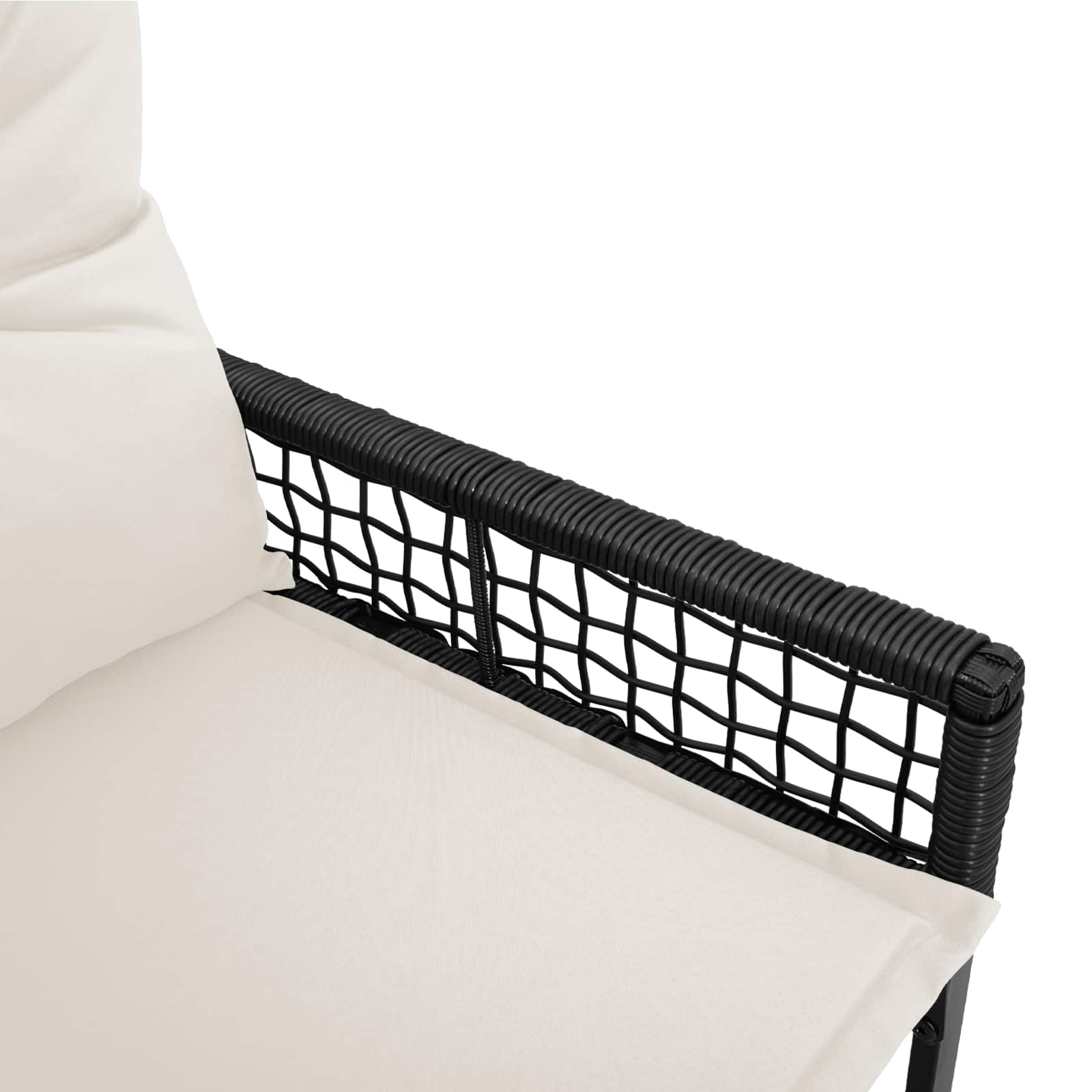 Tuinbank Zwart en Cream Wit 118 x 55 x 82 cm PE rattan en stof is nu te koop bij PeponiXL, paradijselijk wonen!