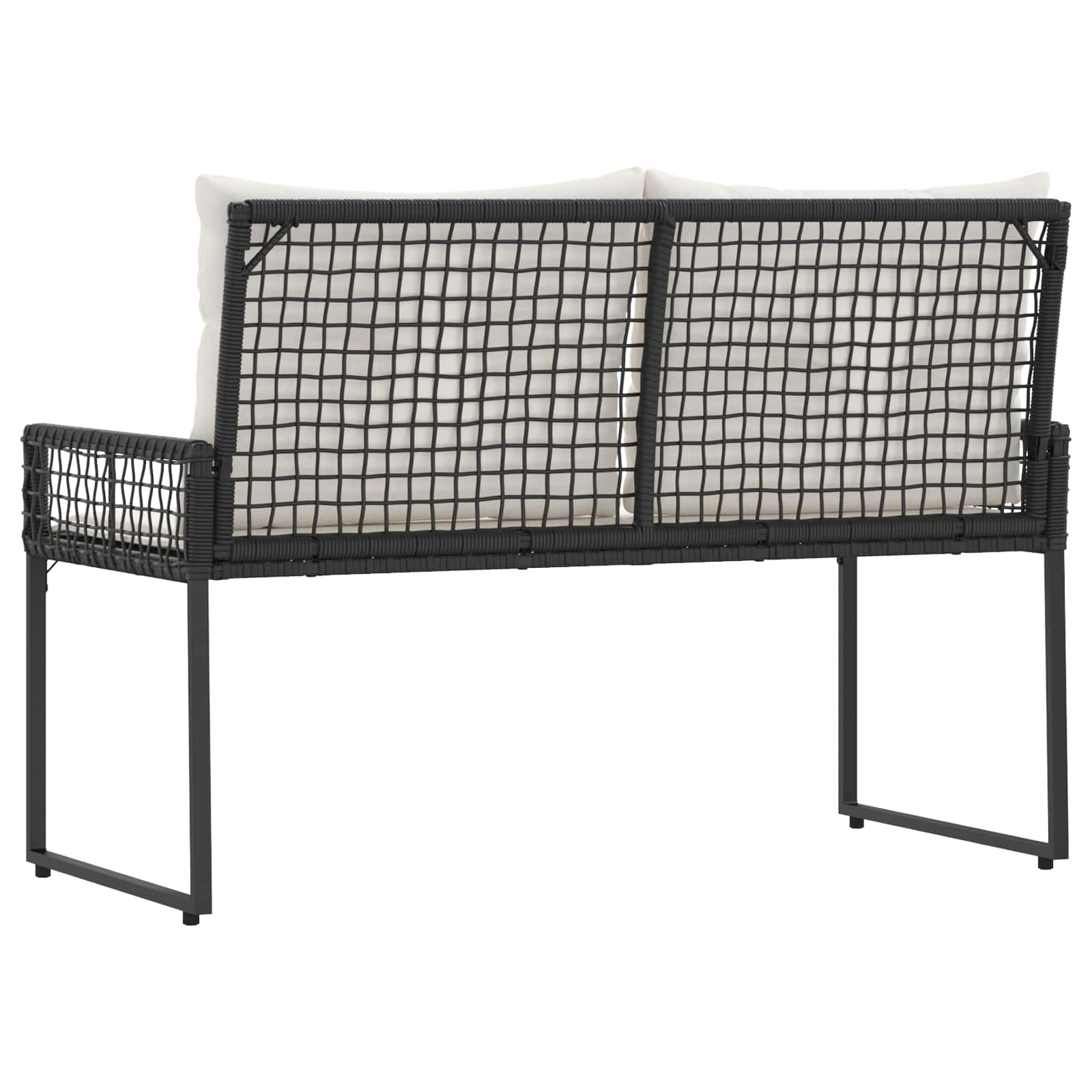 Tuinbank Zwart en Cream Wit 118 x 55 x 82 cm PE rattan en stof is nu te koop bij PeponiXL, paradijselijk wonen!