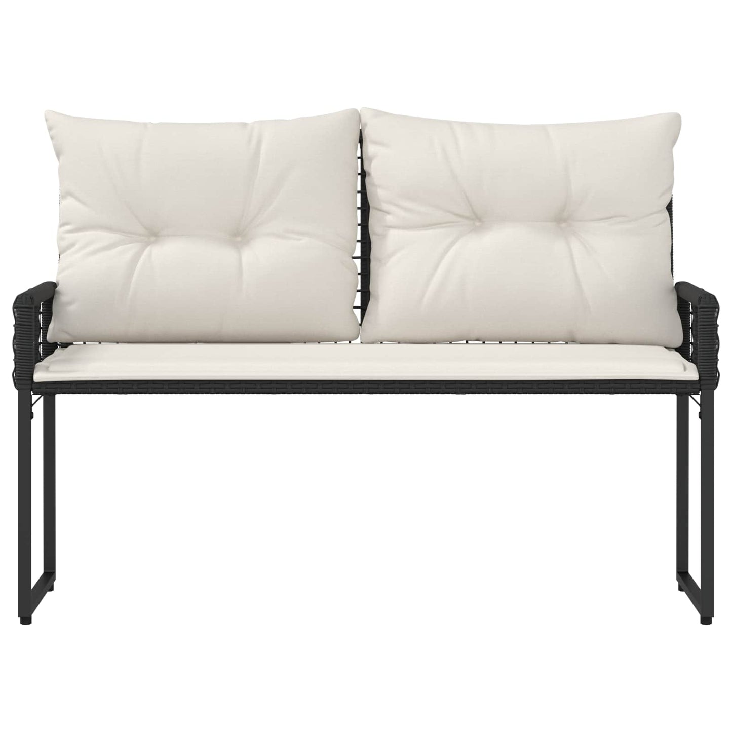 Tuinbank Zwart en Cream Wit 118 x 55 x 82 cm PE rattan en stof is nu te koop bij PeponiXL, paradijselijk wonen!