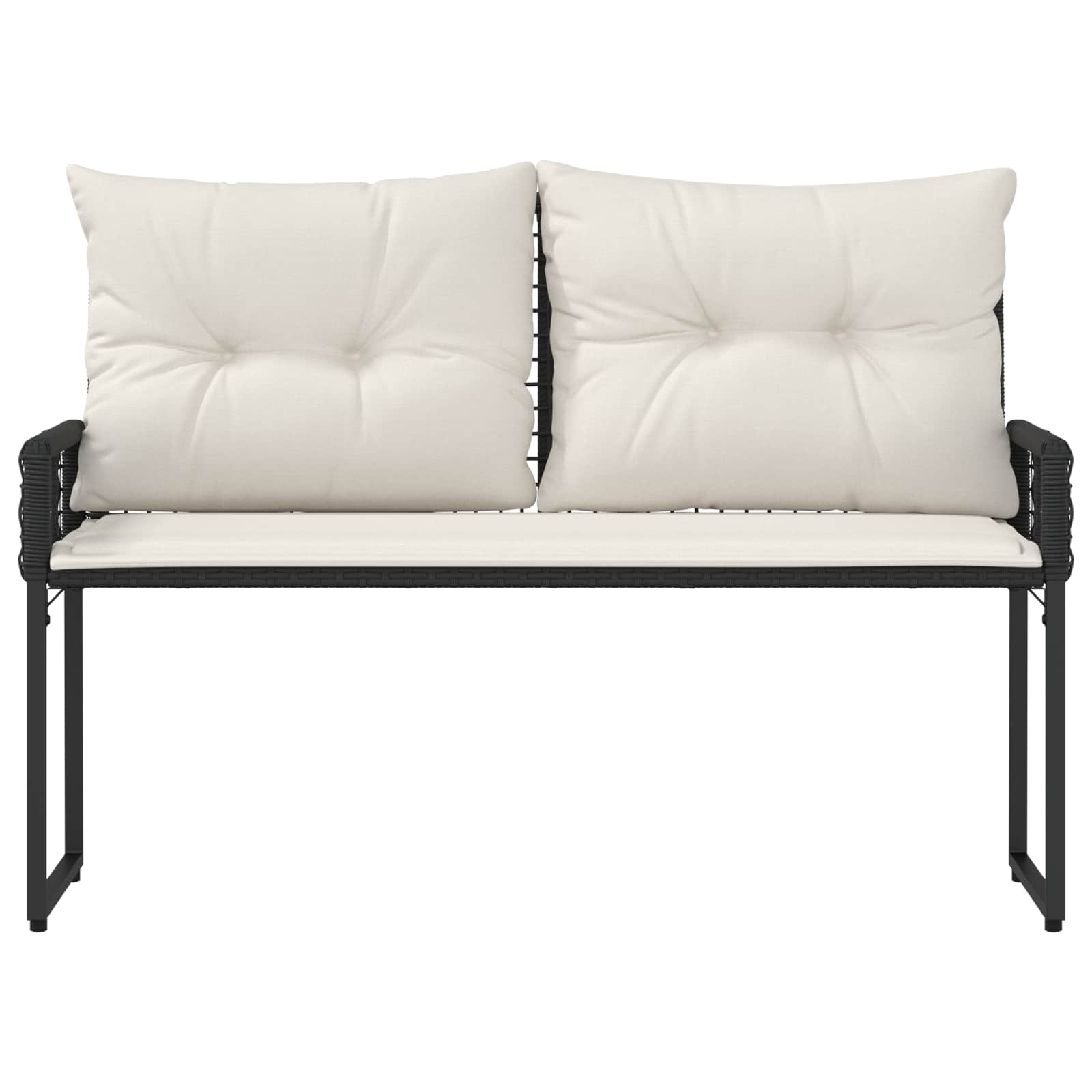 Tuinbank Zwart en Cream Wit 118 x 55 x 82 cm PE rattan en stof is nu te koop bij PeponiXL, paradijselijk wonen!