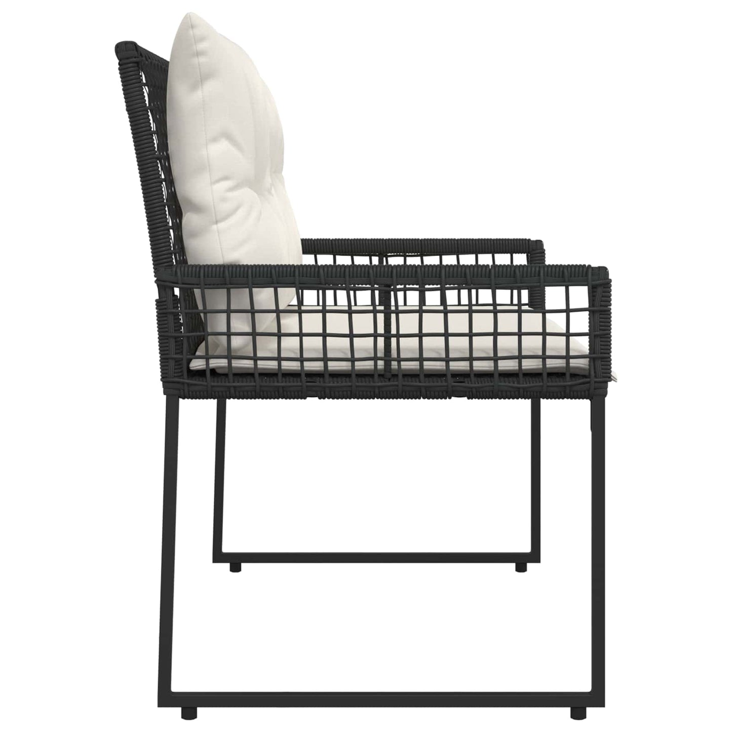 Tuinbank Zwart en Cream Wit 118 x 55 x 82 cm PE rattan en stof is nu te koop bij PeponiXL, paradijselijk wonen!