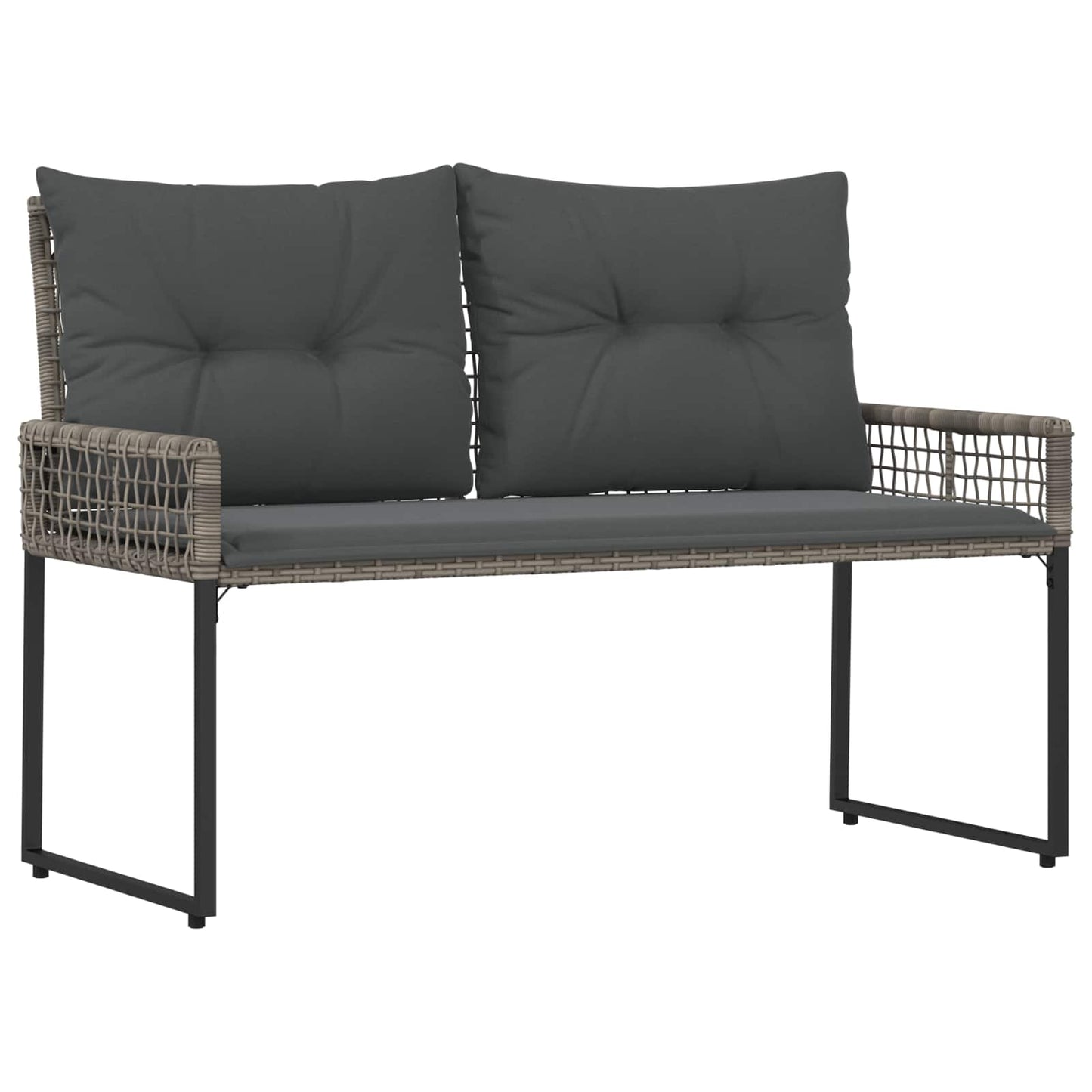 Tuinbank met kussen Grijs 118 x 55 x 82 cm PE rattan en stof is nu te koop bij PeponiXL, paradijselijk wonen!