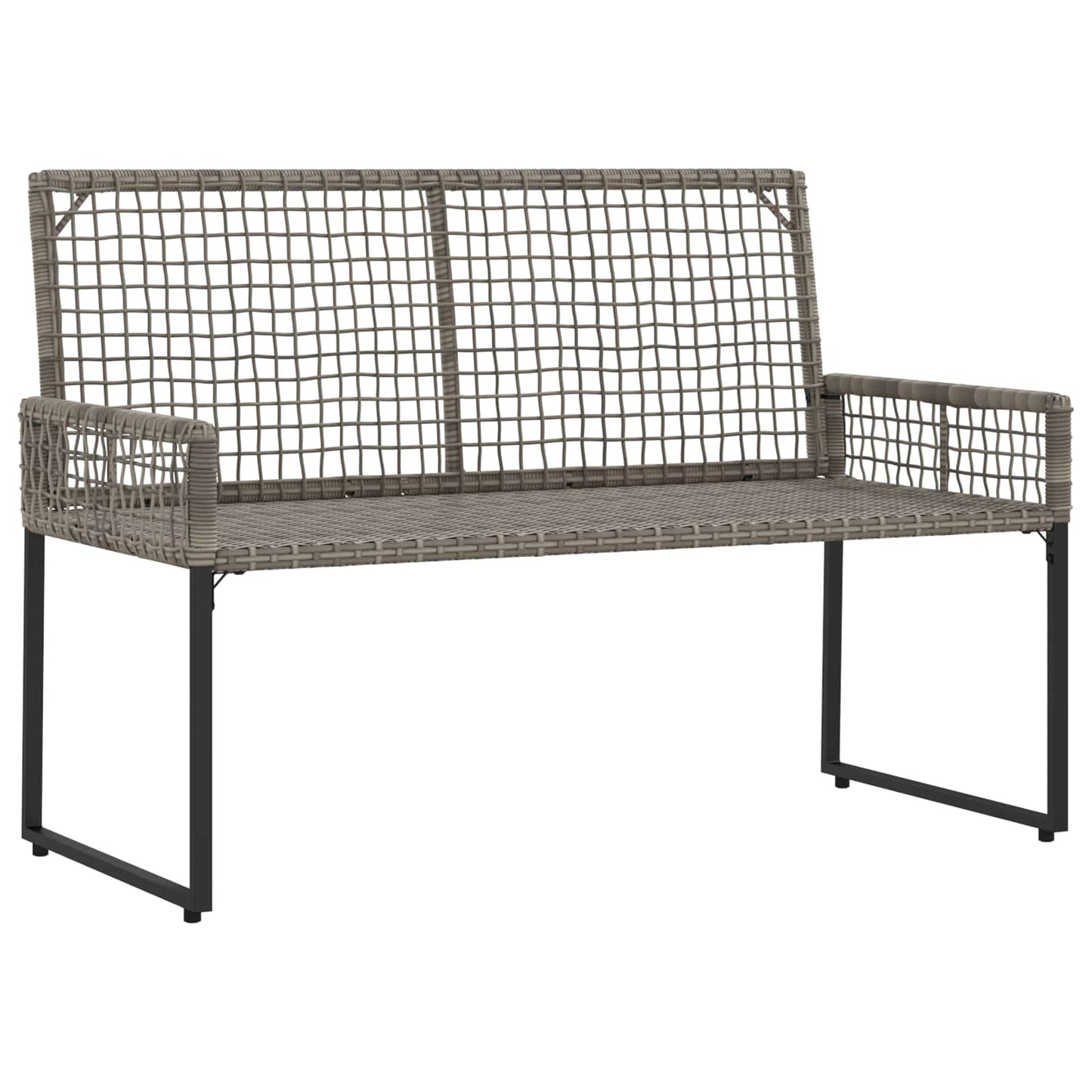 Tuinbank met kussen Grijs 118 x 55 x 82 cm PE rattan en stof is nu te koop bij PeponiXL, paradijselijk wonen!
