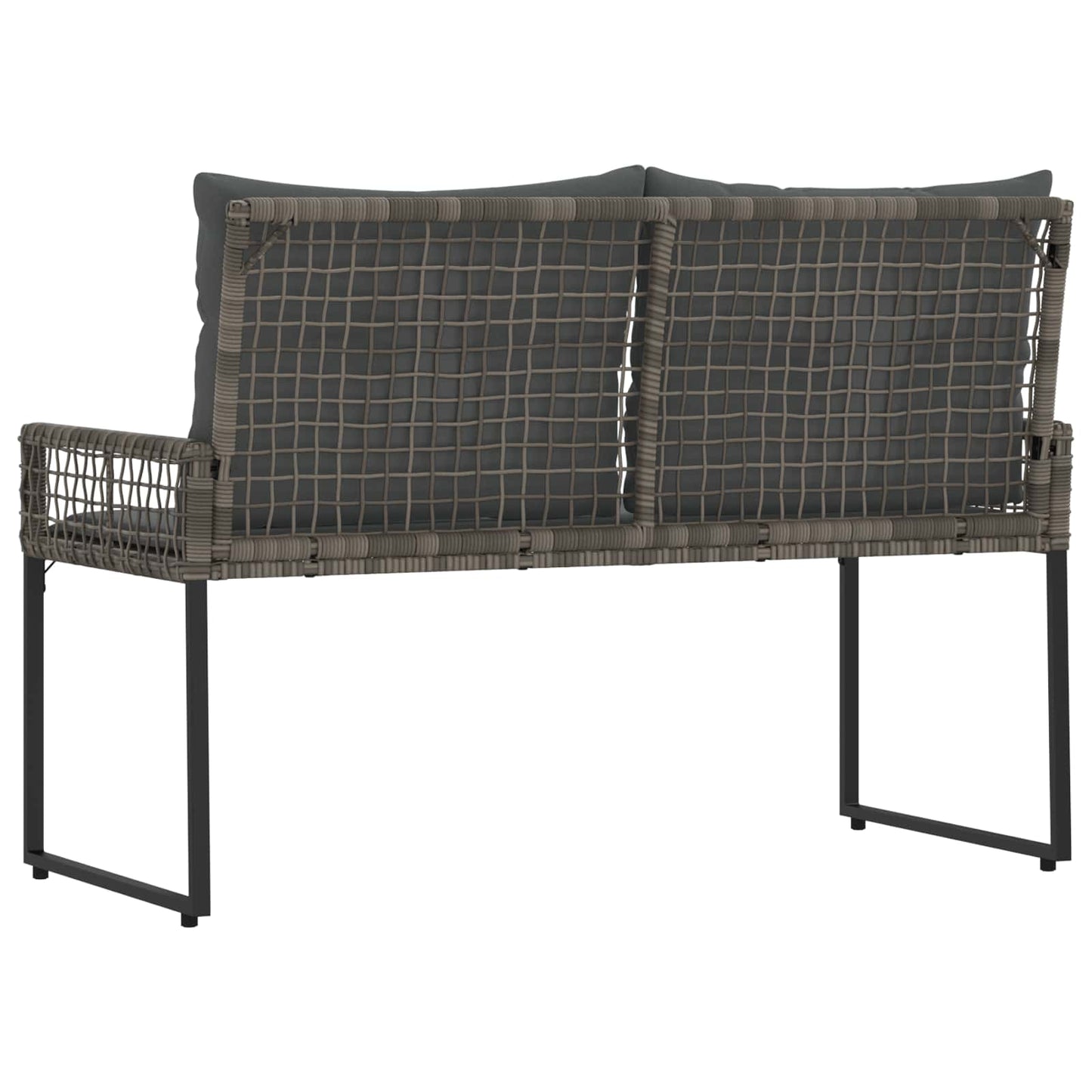 Tuinbank met kussen Grijs 118 x 55 x 82 cm PE rattan en stof is nu te koop bij PeponiXL, paradijselijk wonen!