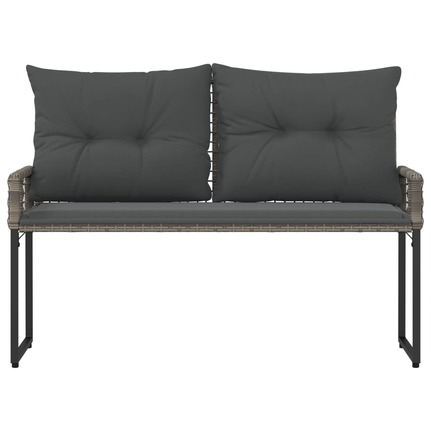 Tuinbank met kussen Grijs 118 x 55 x 82 cm PE rattan en stof is nu te koop bij PeponiXL, paradijselijk wonen!