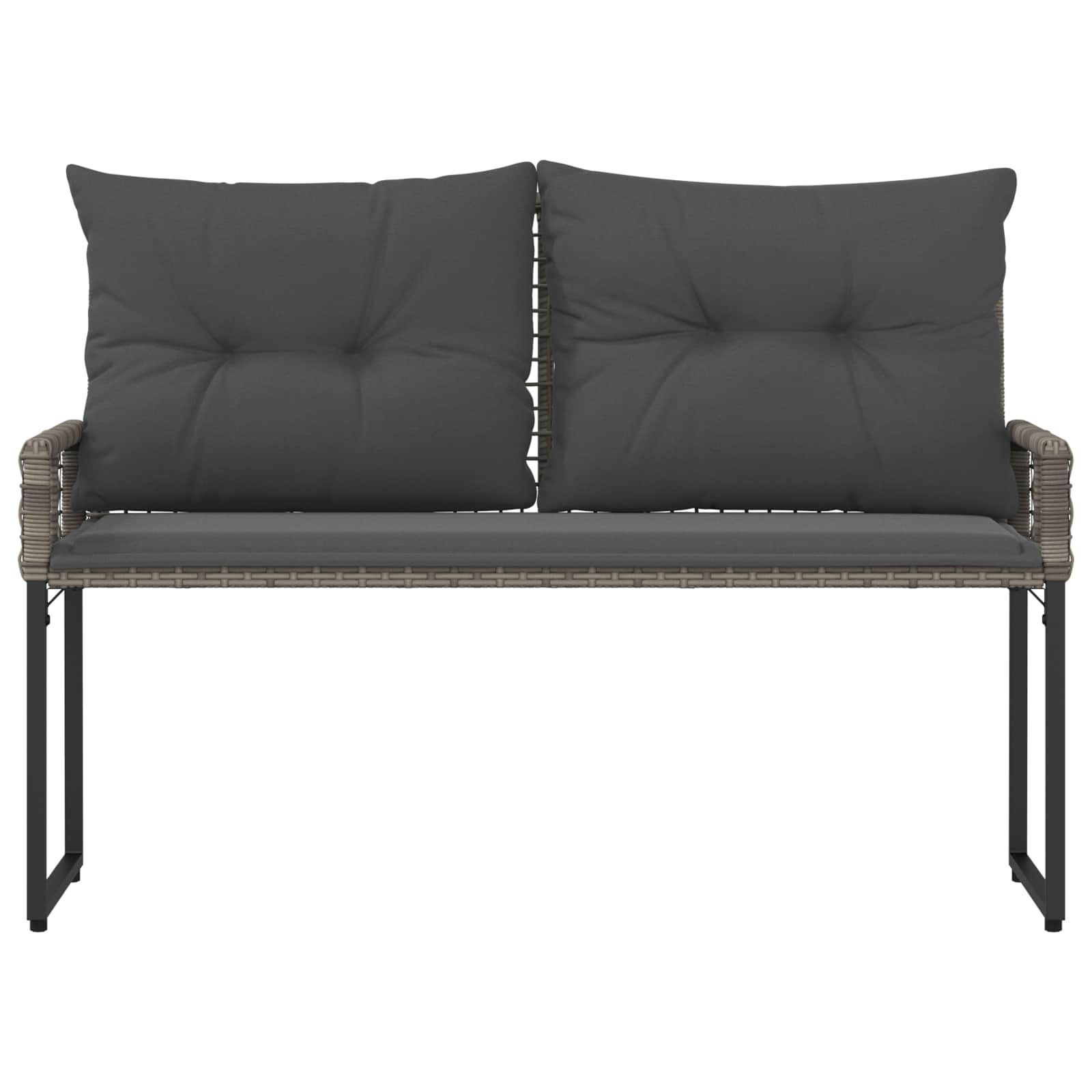 Tuinbank met kussen Grijs 118 x 55 x 82 cm PE rattan en stof is nu te koop bij PeponiXL, paradijselijk wonen!