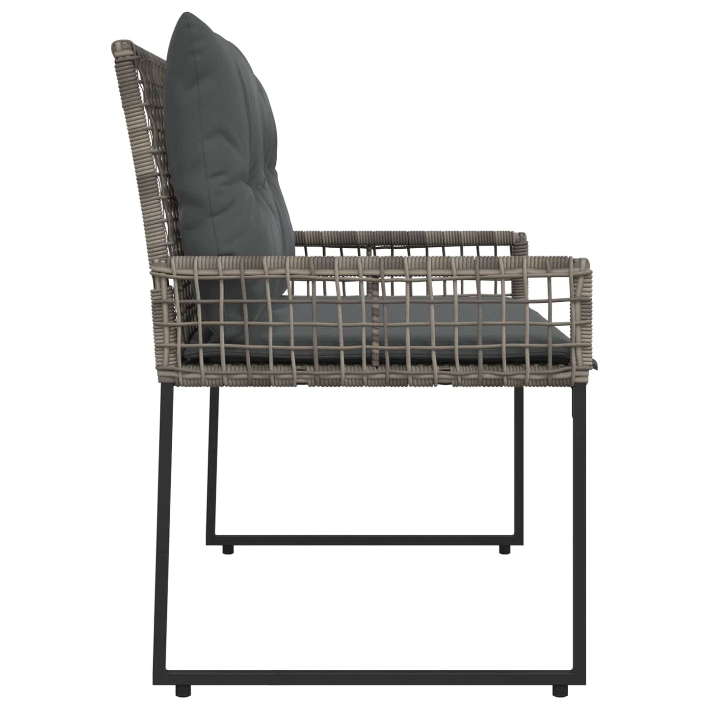 Tuinbank met kussen Grijs 118 x 55 x 82 cm PE rattan en stof is nu te koop bij PeponiXL, paradijselijk wonen!