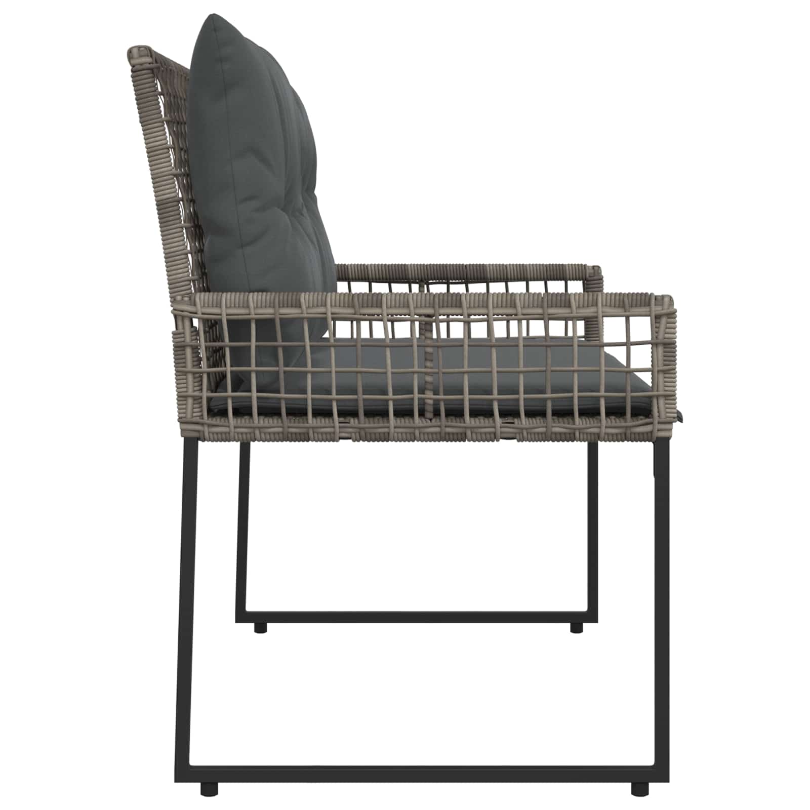 Tuinbank met kussen Grijs 118 x 55 x 82 cm PE rattan en stof is nu te koop bij PeponiXL, paradijselijk wonen!