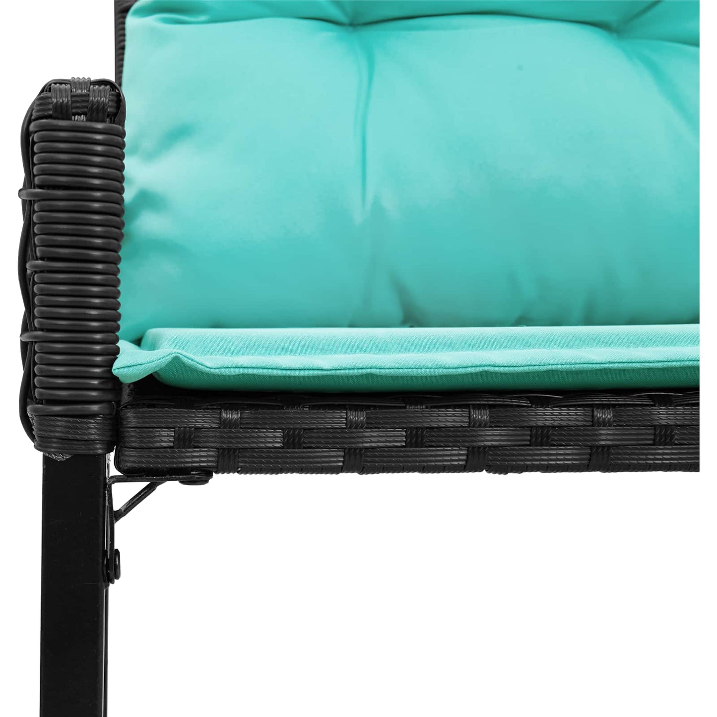 Tuinbank Zwart en Turquoise 118 x 55 x 82 cm PE rattan en stof is nu te koop bij PeponiXL, paradijselijk wonen!