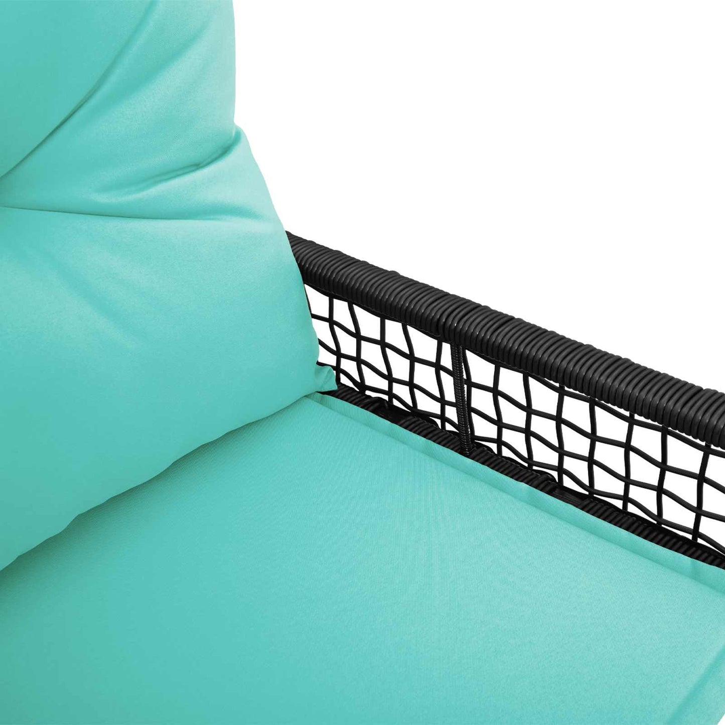 Tuinbank Zwart en Turquoise 118 x 55 x 82 cm PE rattan en stof is nu te koop bij PeponiXL, paradijselijk wonen!