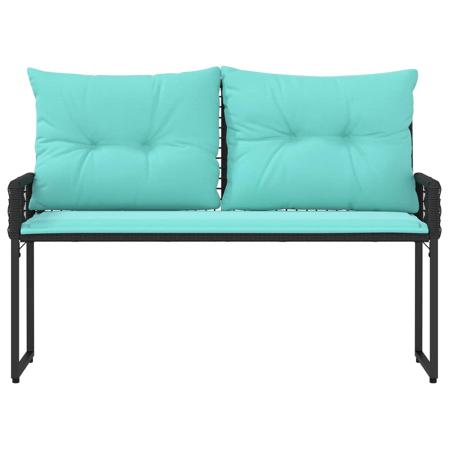 Tuinbank Zwart en Turquoise 118 x 55 x 82 cm PE rattan en stof is nu te koop bij PeponiXL, paradijselijk wonen!