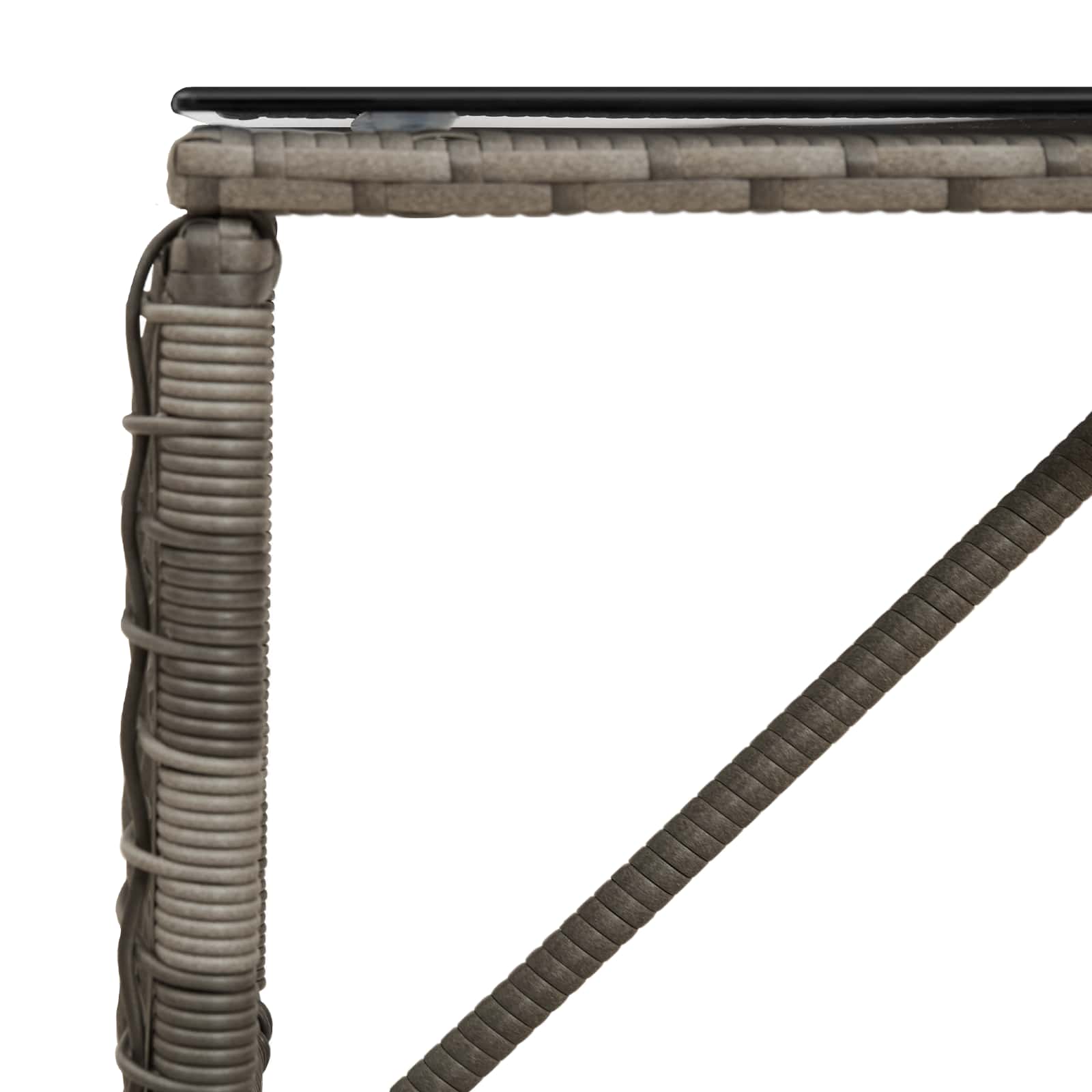 Buiten Tafel Grijs en zwart 80 x 40 x 40 cm PE Rattan en Glas is nu te koop bij PeponiXL, paradijselijk wonen!