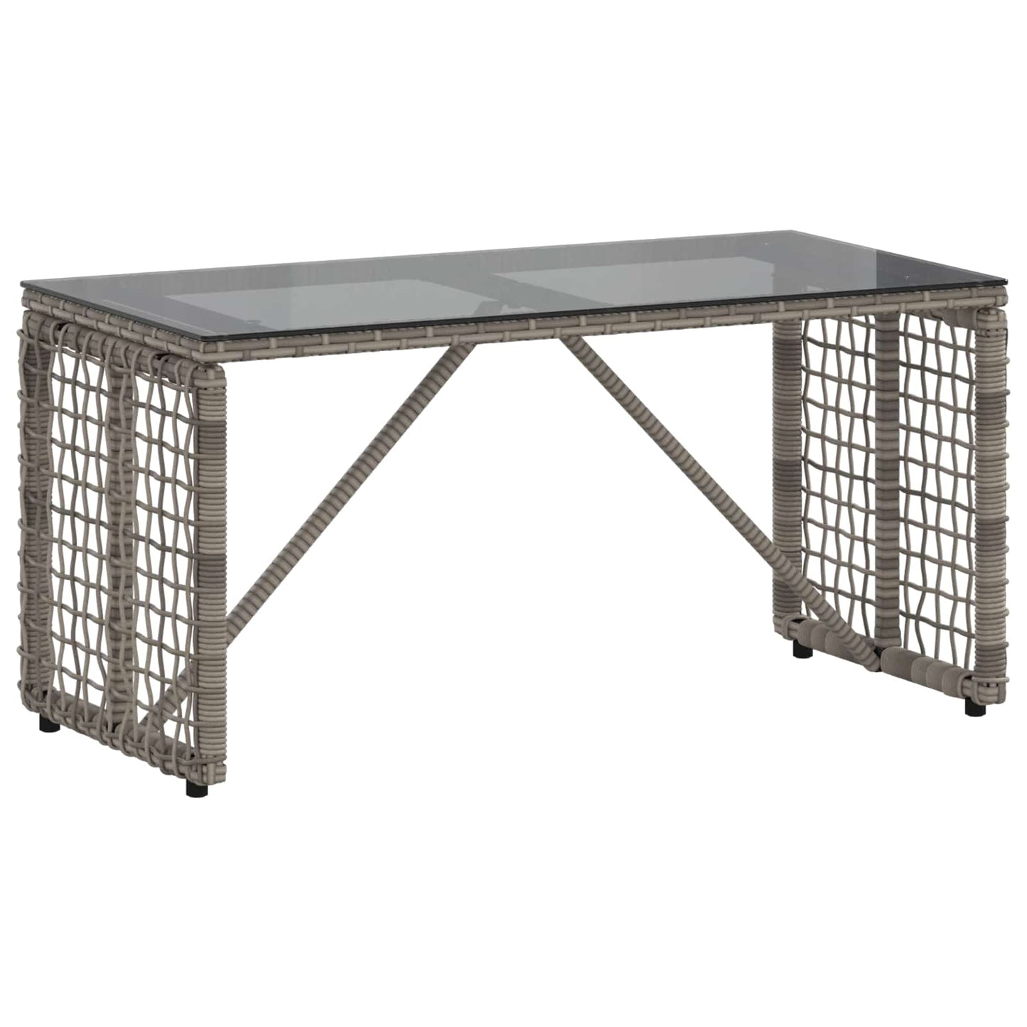 Buiten Tafel Grijs en zwart 80 x 40 x 40 cm PE Rattan en Glas is nu te koop bij PeponiXL, paradijselijk wonen!