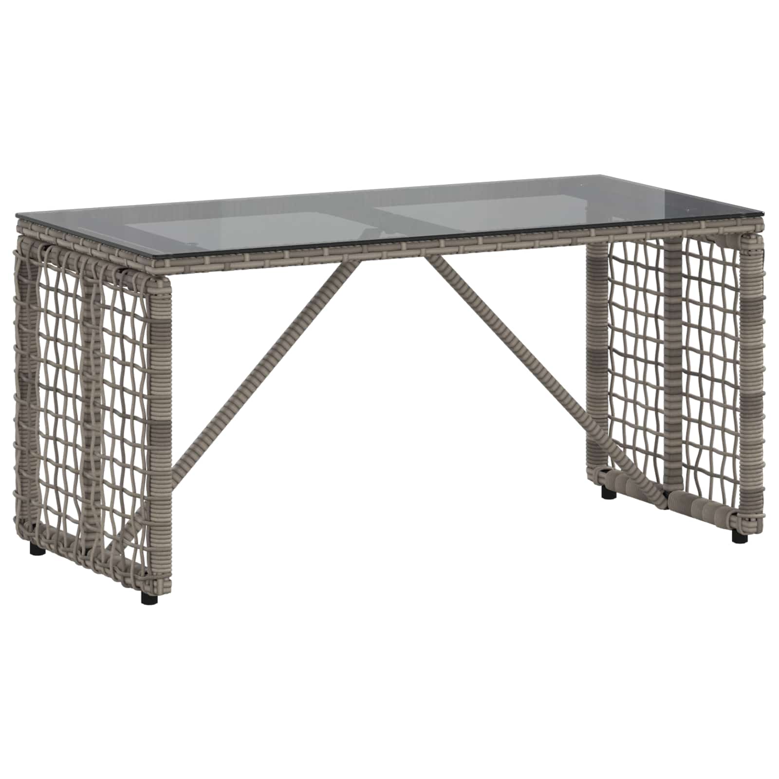 Buiten Tafel Grijs en zwart 80 x 40 x 40 cm PE Rattan en Glas is nu te koop bij PeponiXL, paradijselijk wonen!