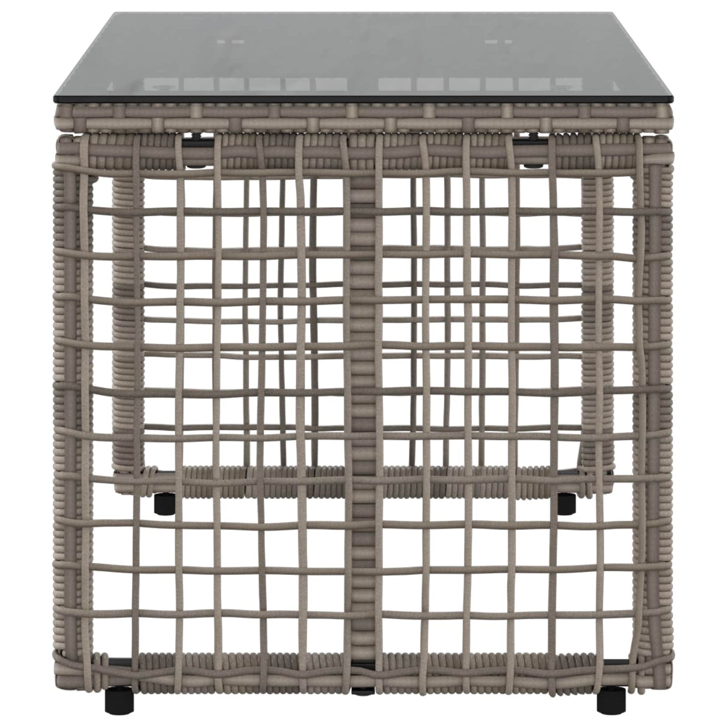 Buiten Tafel Grijs en zwart 80 x 40 x 40 cm PE Rattan en Glas is nu te koop bij PeponiXL, paradijselijk wonen!