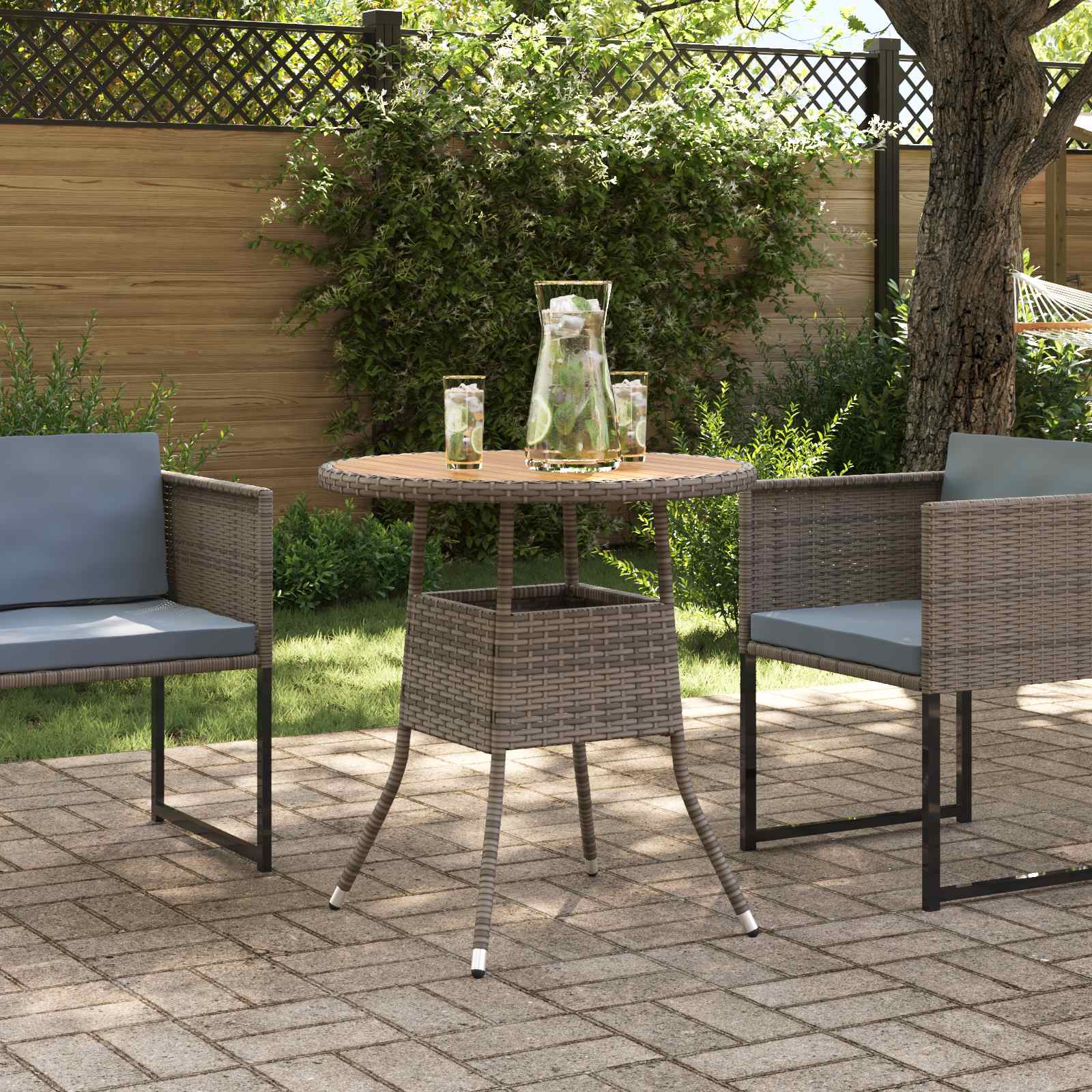Dinertafel Grijs en Acacia 70 x 70 x 73 cm Massief Acaciahout is nu te koop bij PeponiXL, paradijselijk wonen!
