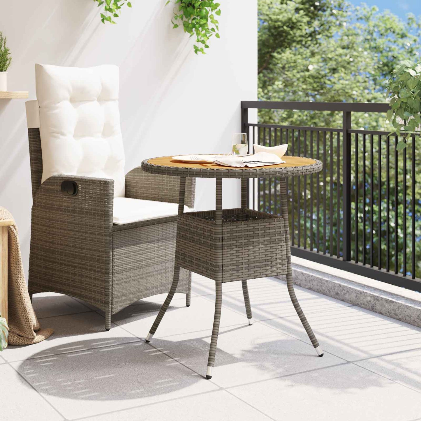 Dinertafel Grijs en Acacia 70 x 70 x 73 cm Massief Acaciahout is nu te koop bij PeponiXL, paradijselijk wonen!