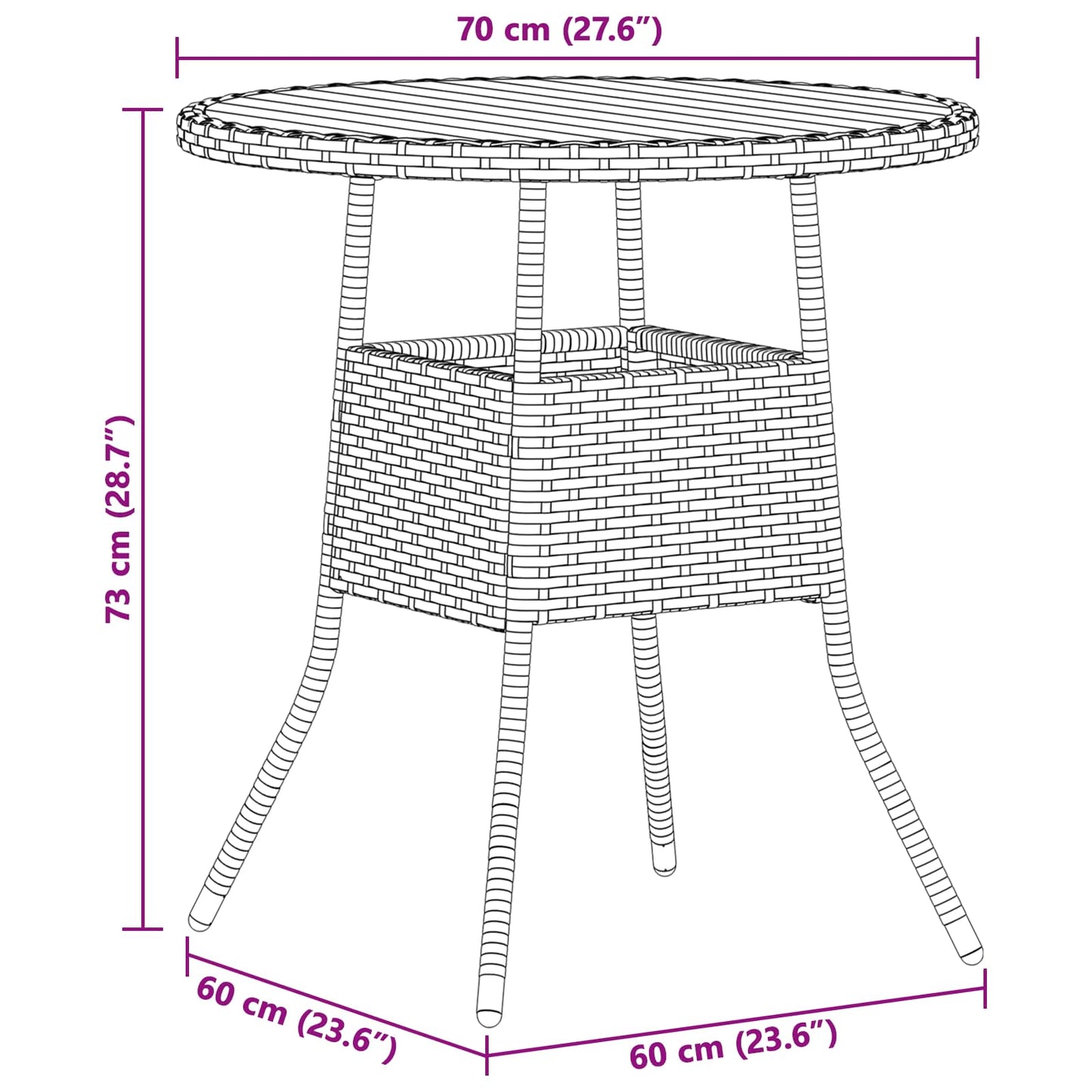Dinertafel Grijs en Acacia 70 x 70 x 73 cm Massief Acaciahout is nu te koop bij PeponiXL, paradijselijk wonen!
