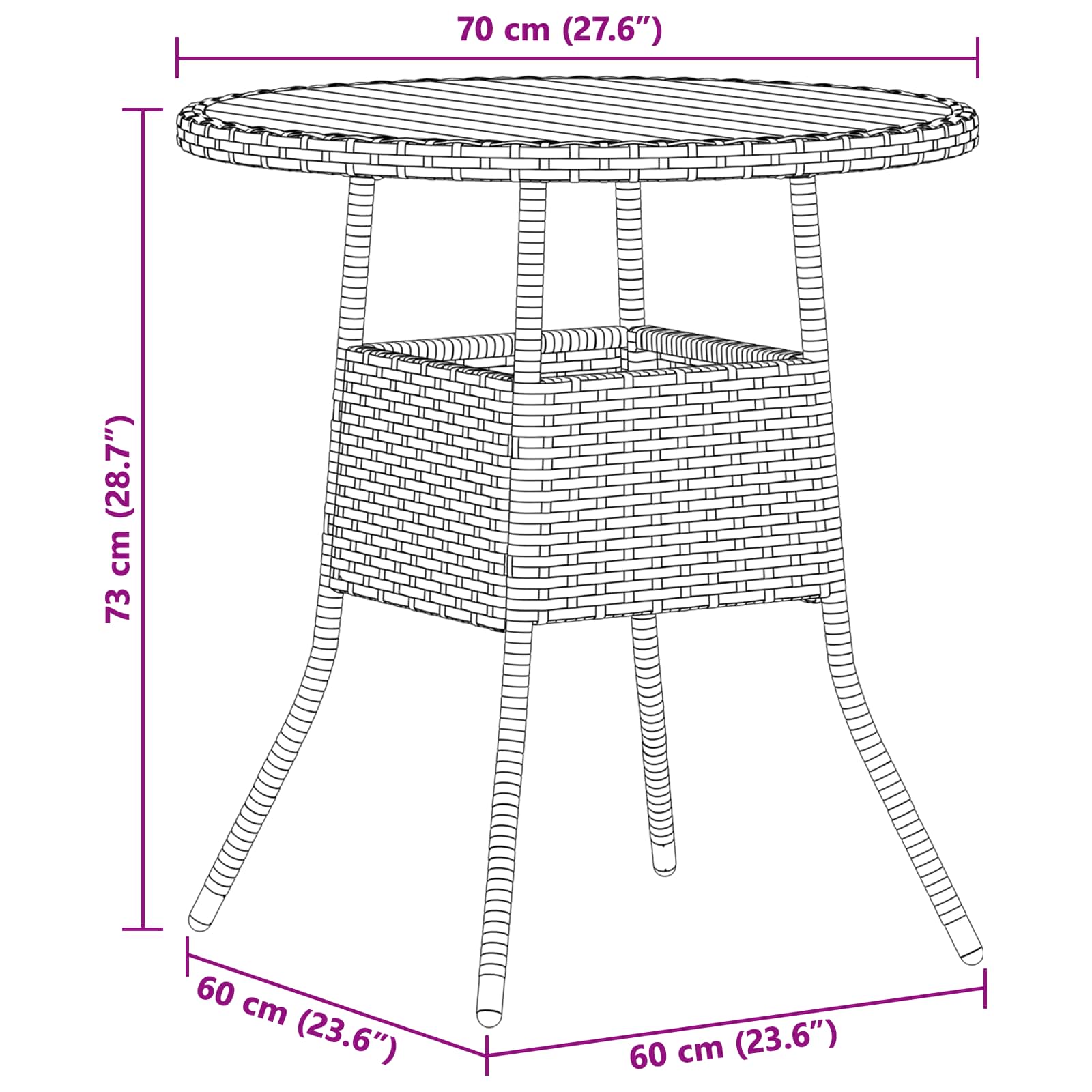 Dinertafel Grijs en Acacia 70 x 70 x 73 cm Massief Acaciahout is nu te koop bij PeponiXL, paradijselijk wonen!